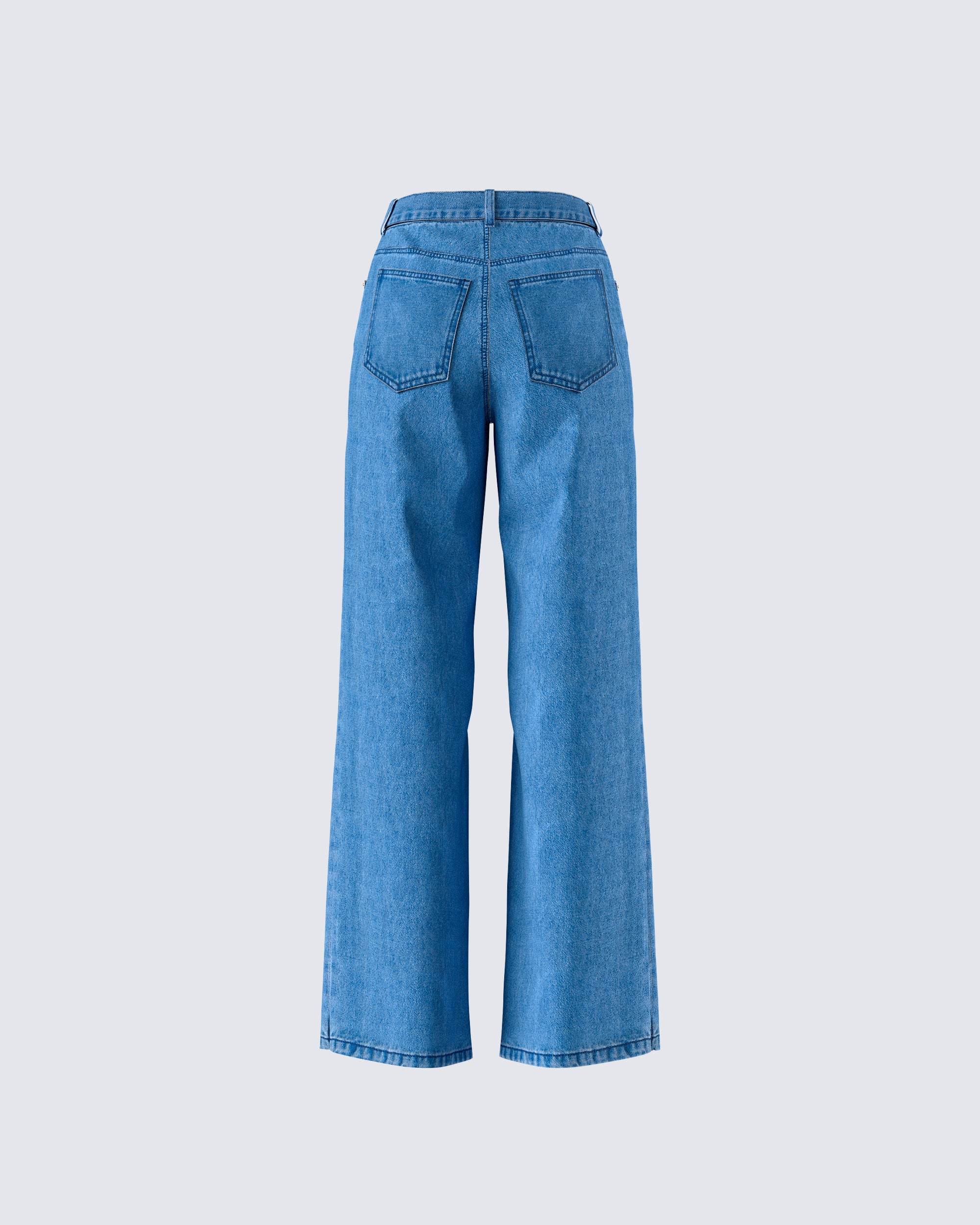 Sara Blue Denim Wide Leg Jean - Image 3