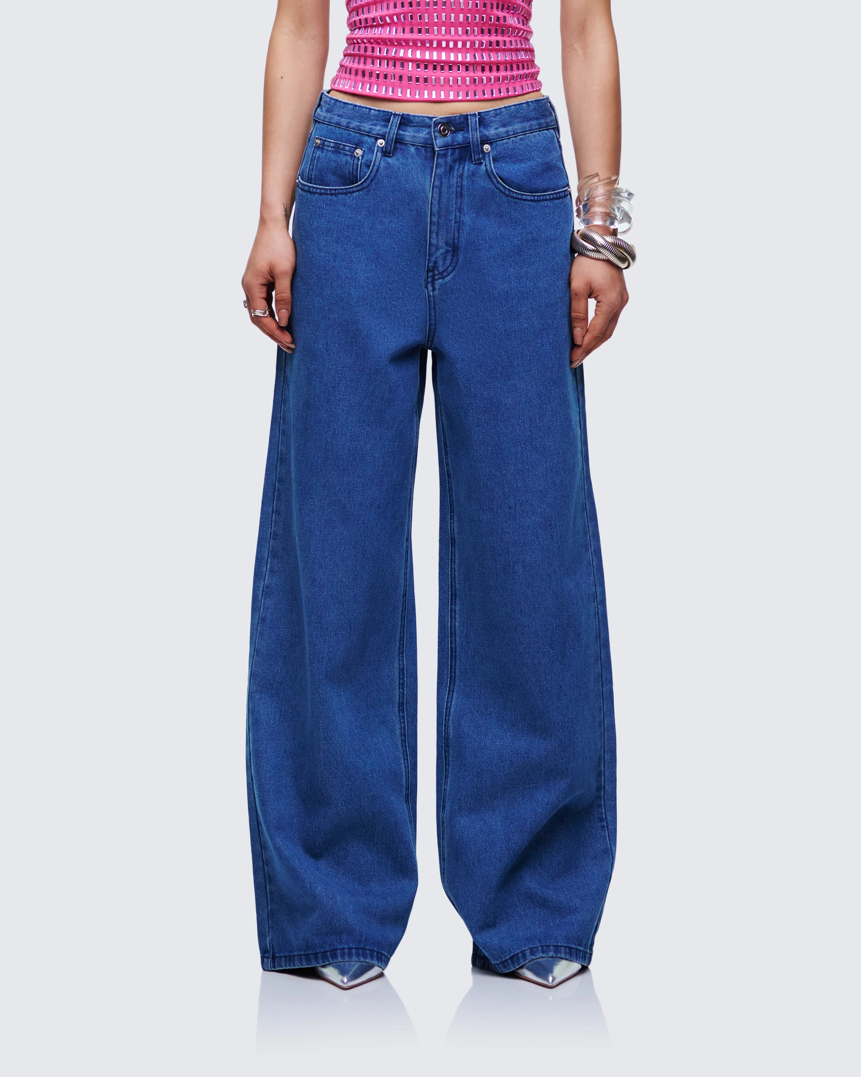 Sara Blue Denim Wide Leg Jean - Image 4