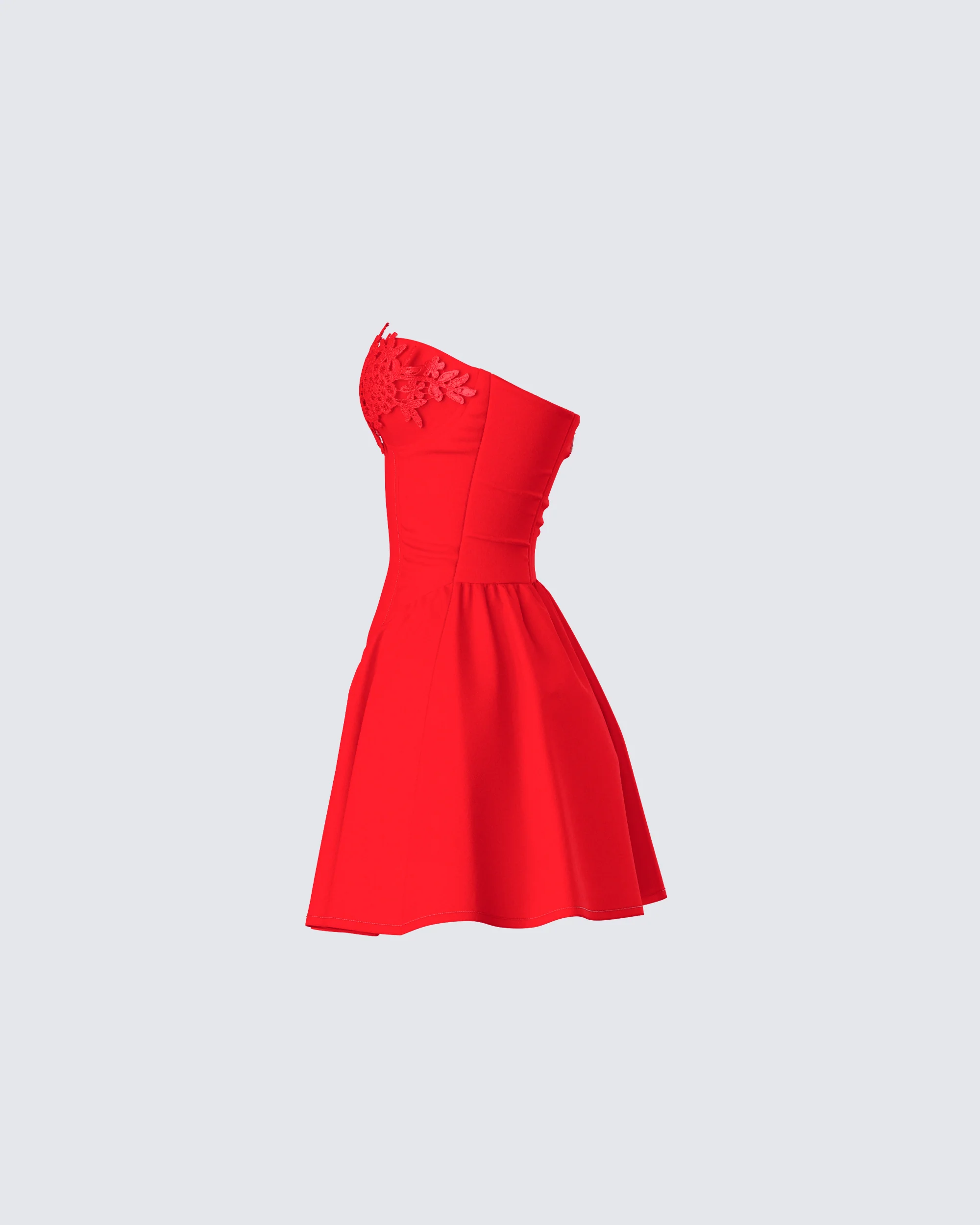 Sarai Red Lace Applique Mini Dress - Image 2