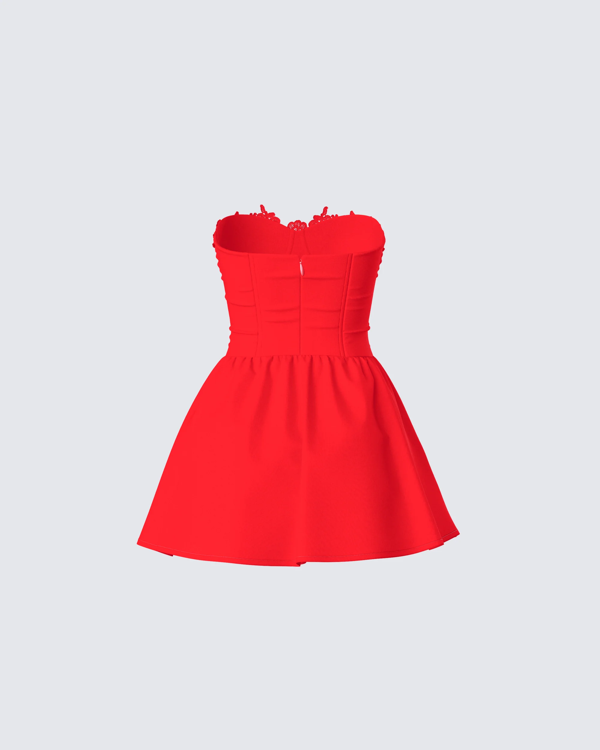 Sarai Red Lace Applique Mini Dress - Image 3