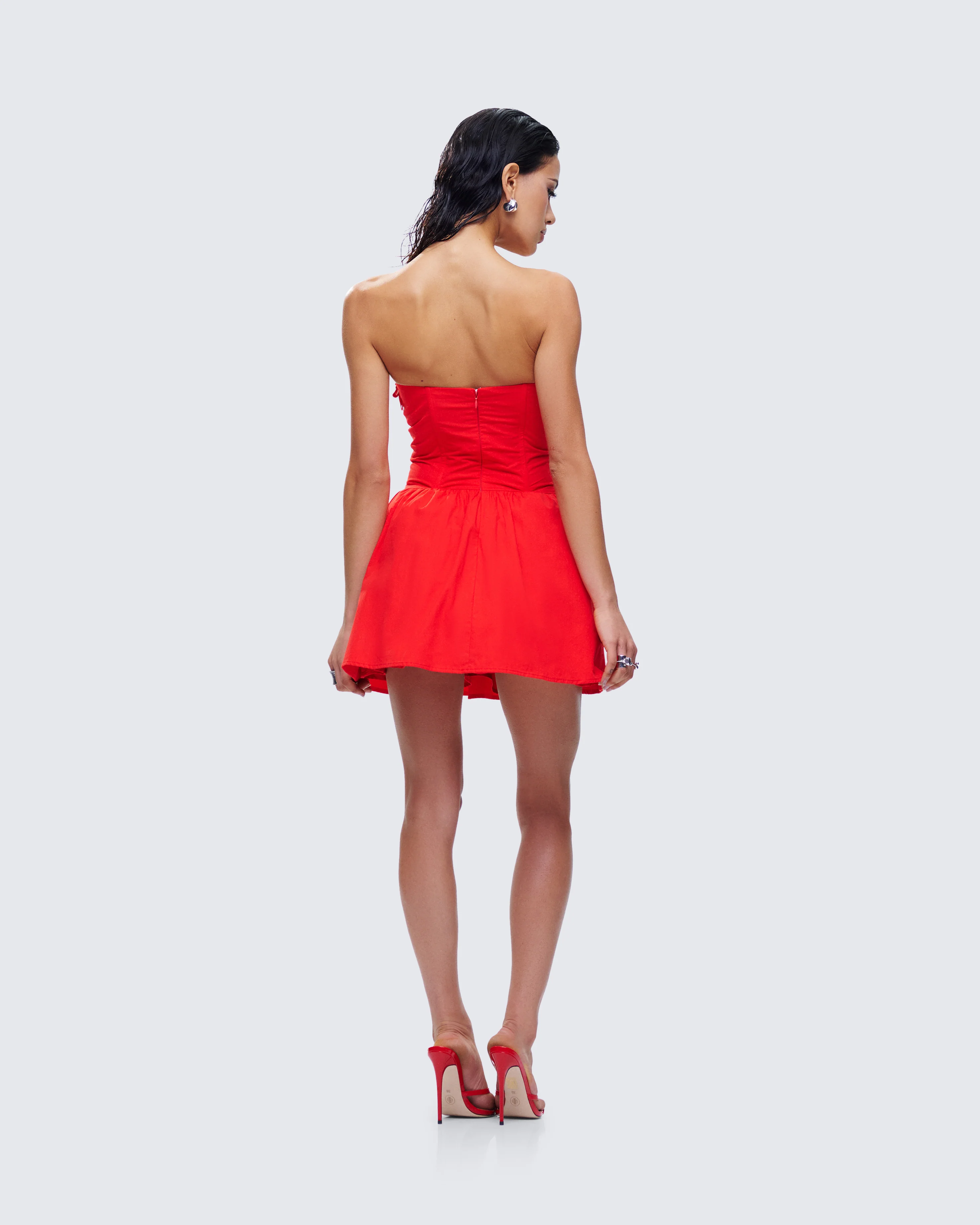 Sarai Red Lace Applique Mini Dress - Image 7