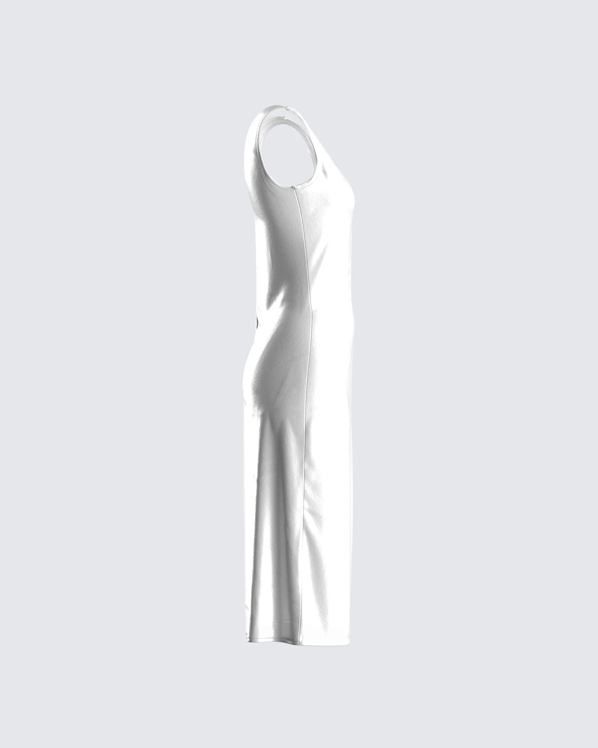 Saskia White Satin Slit Midi Dress - Image 2