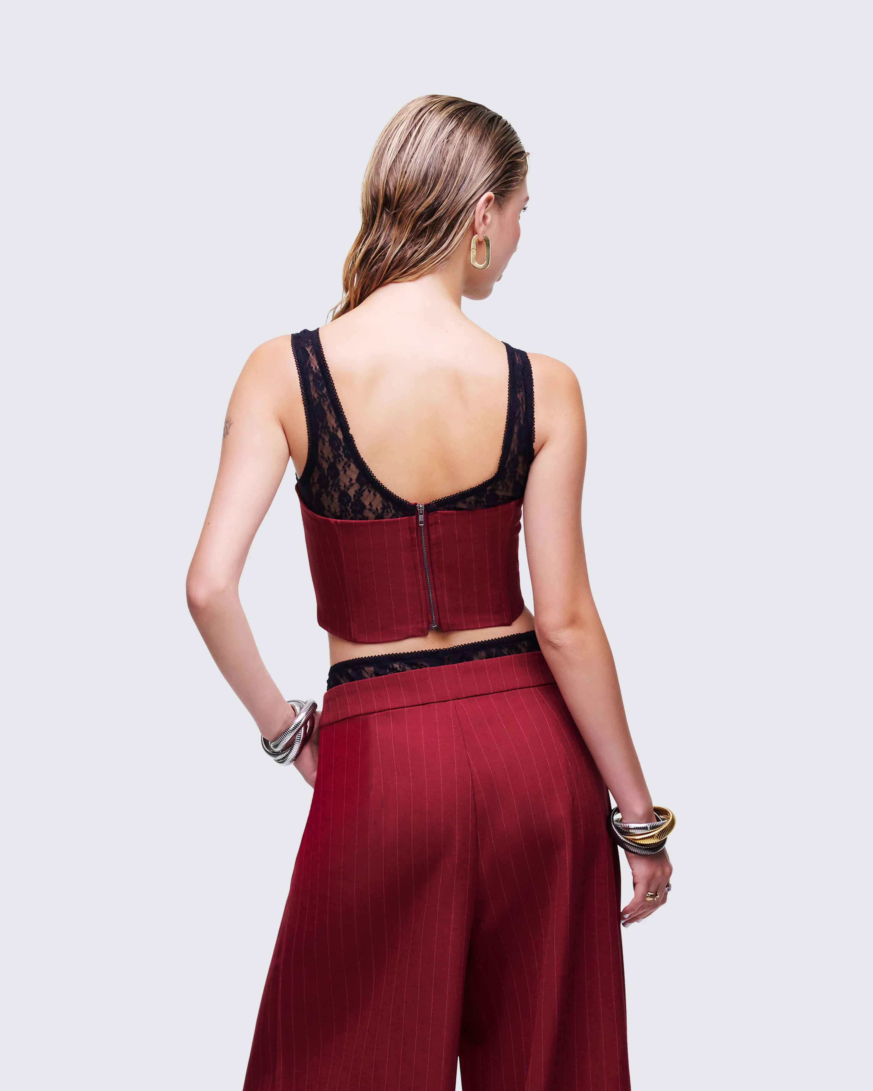 Scarlette Red Pinstripe Corset Top - Image 4