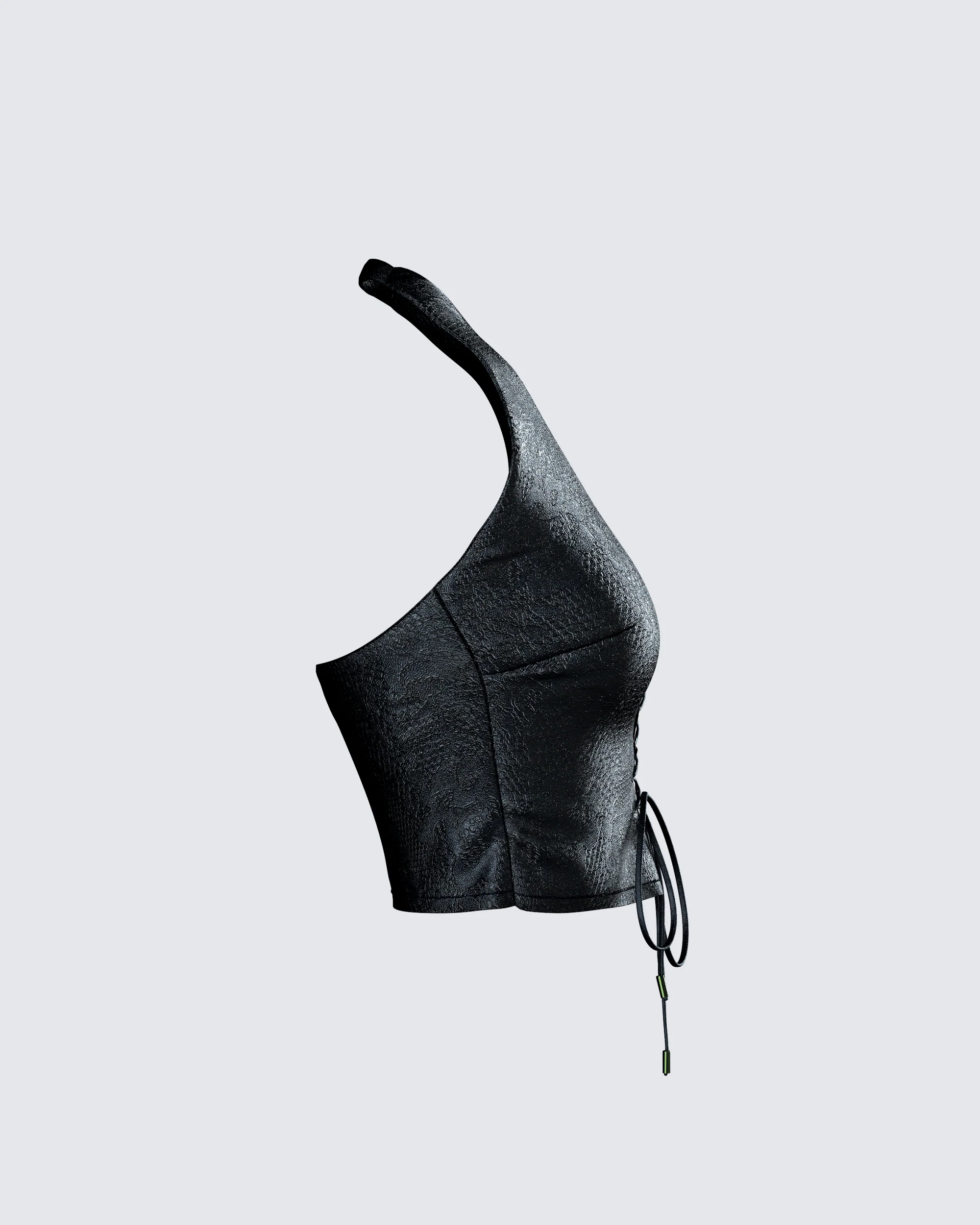 Selena Black Embossed Lace Up Top - Image 2