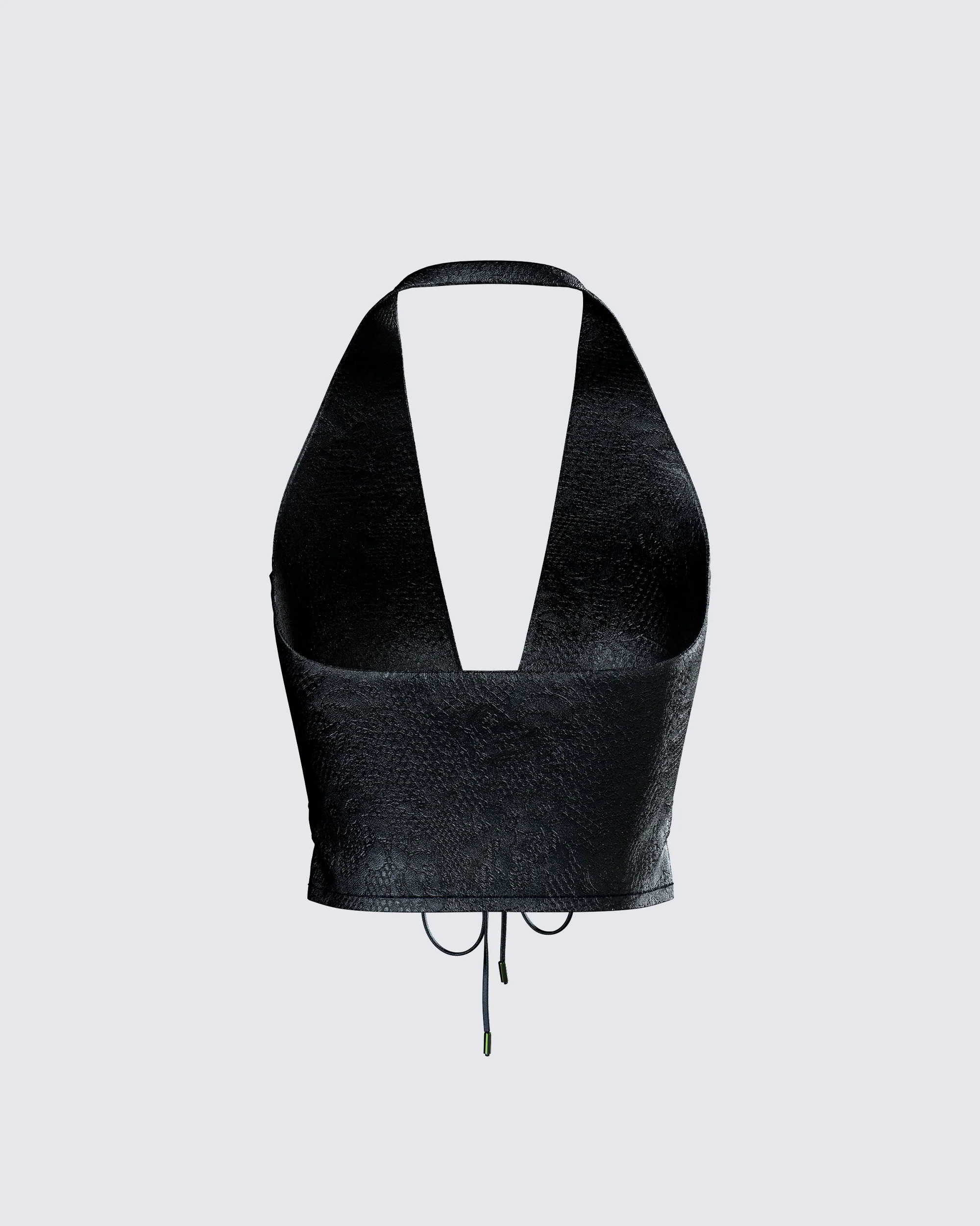 Selena Black Embossed Lace Up Top - Image 3
