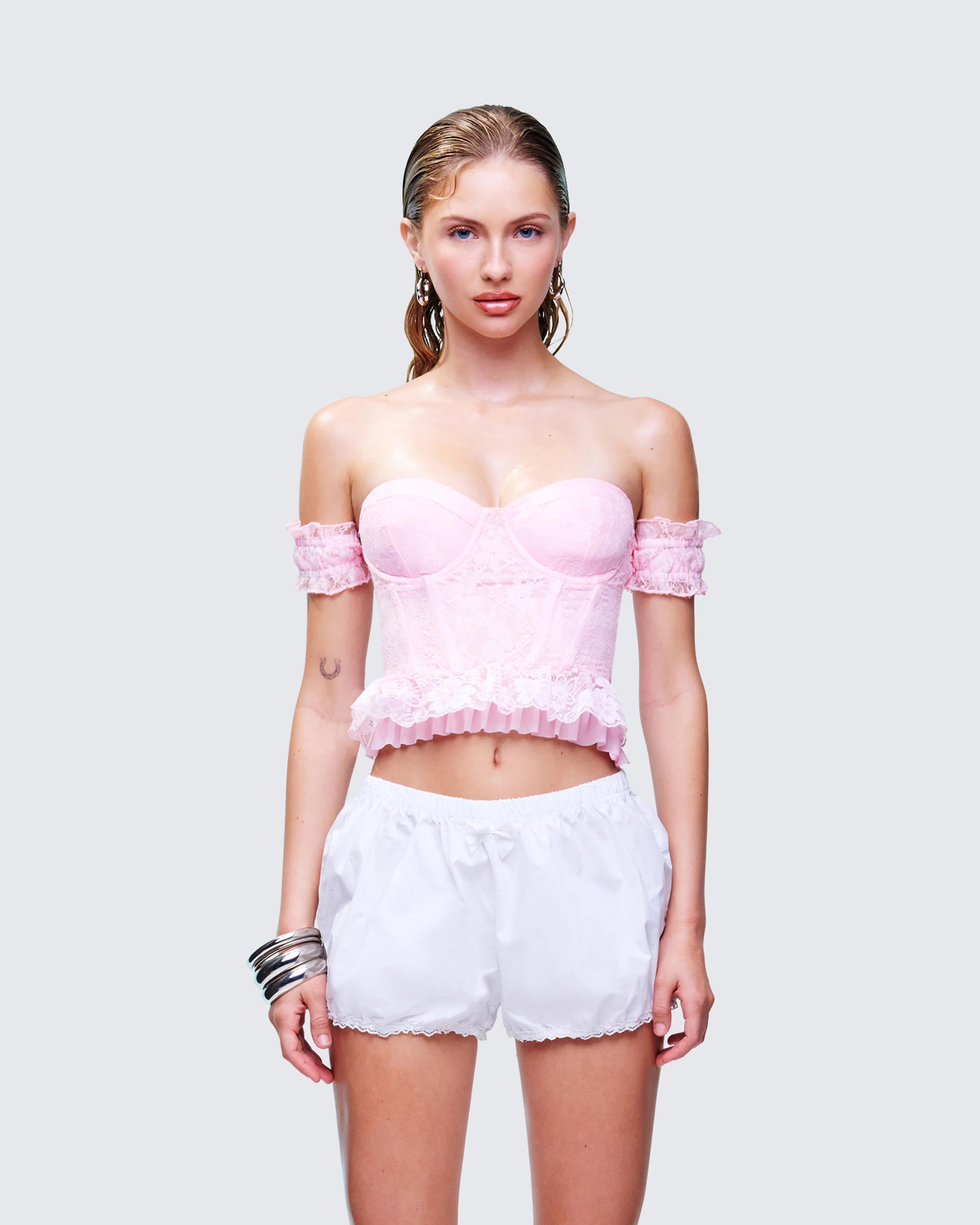 Senara Pink Corset Ruffle Top - Image 2