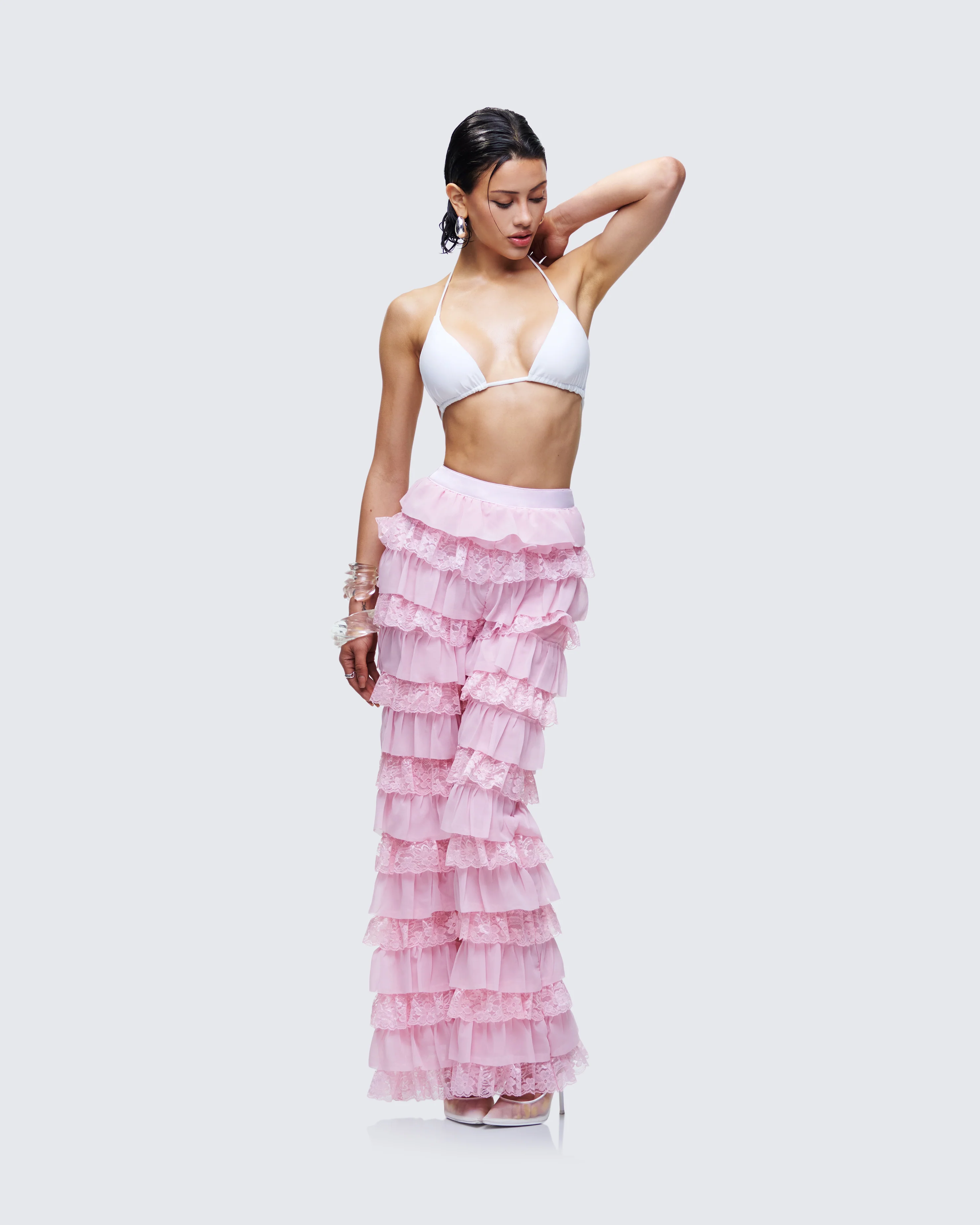 Senara Pink Ruffle Tier Pant - Image 5