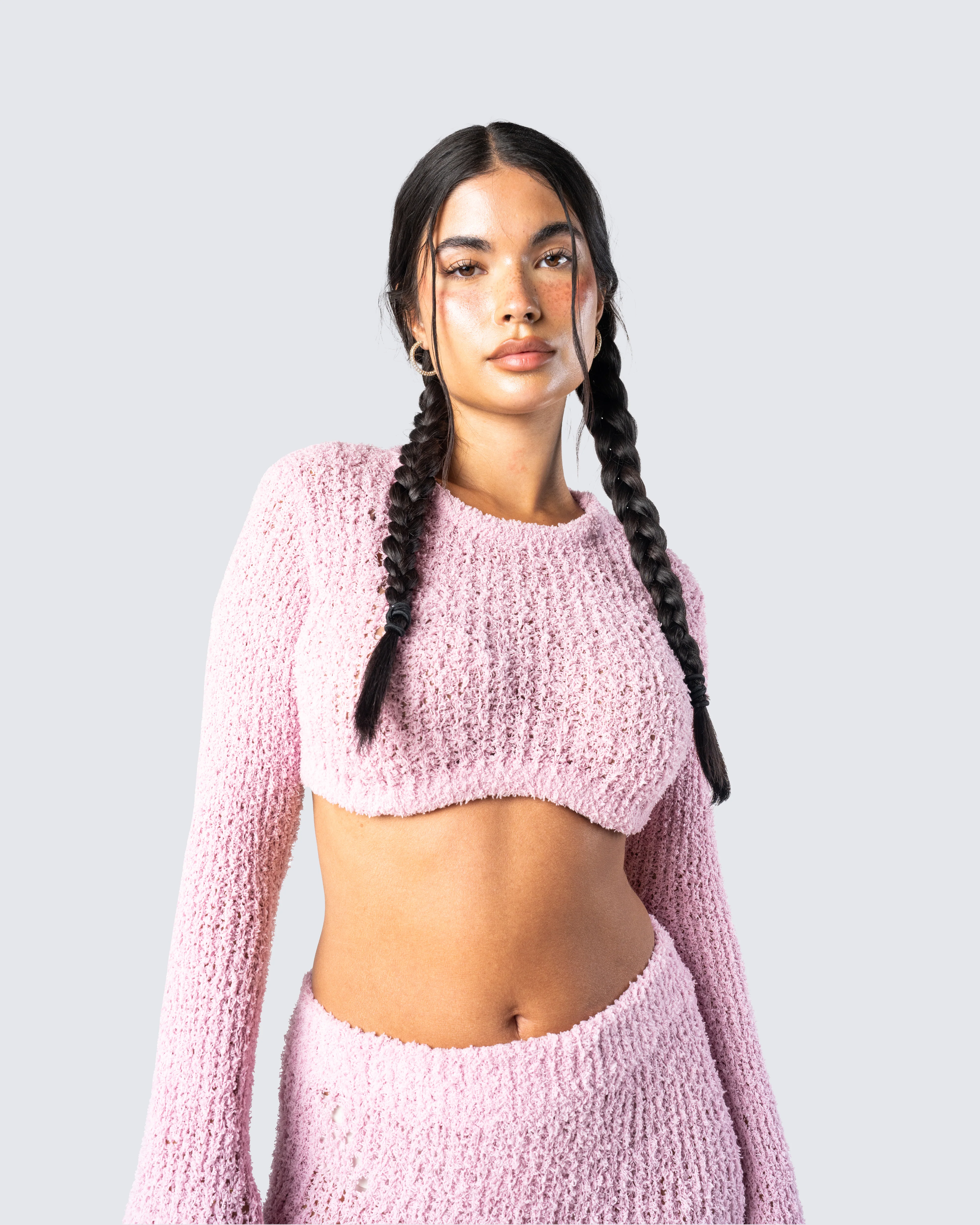 Senga Pink Cropped Sweater Top - Image 7