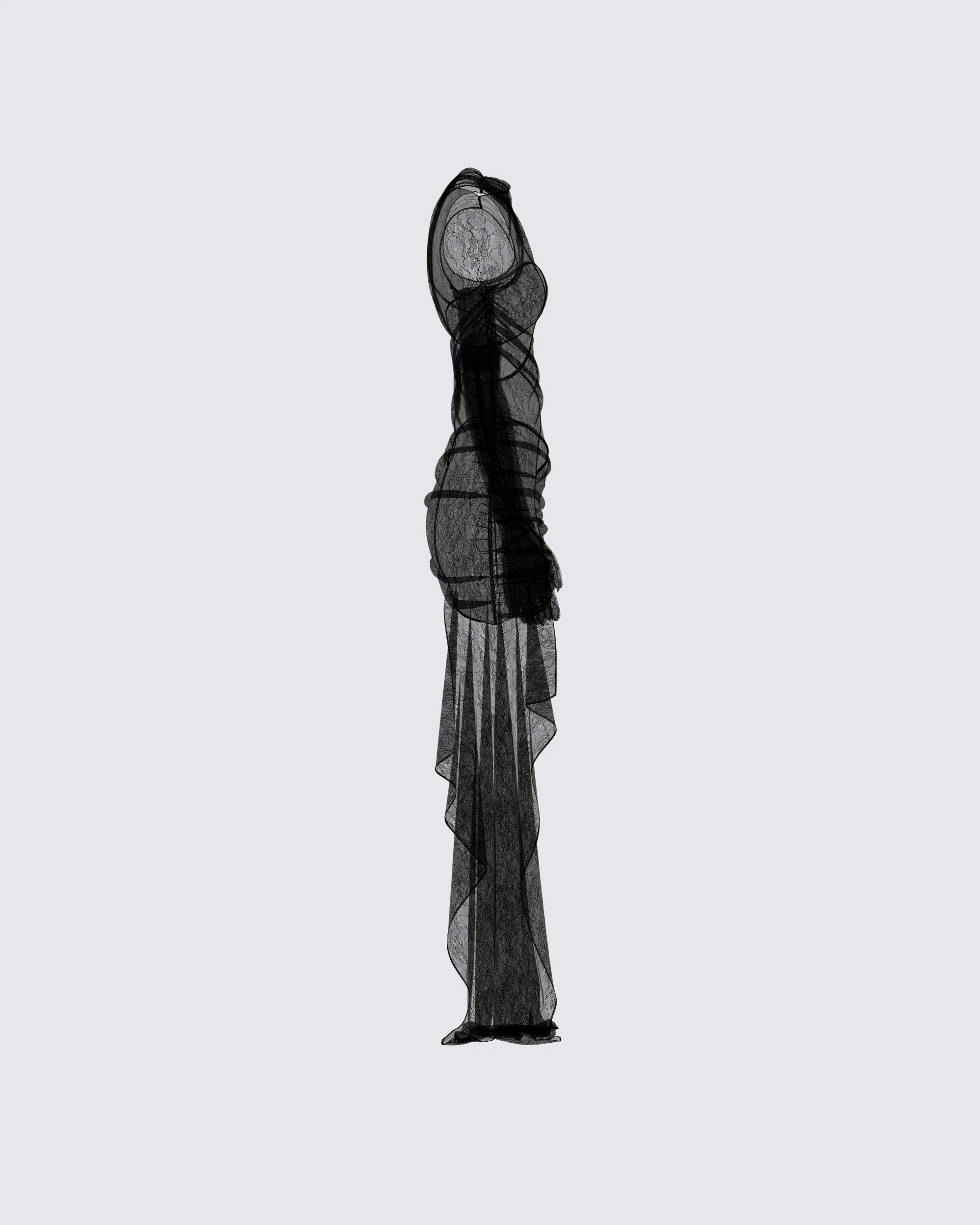 Serena Black Mini Dress and Gloves - Image 2