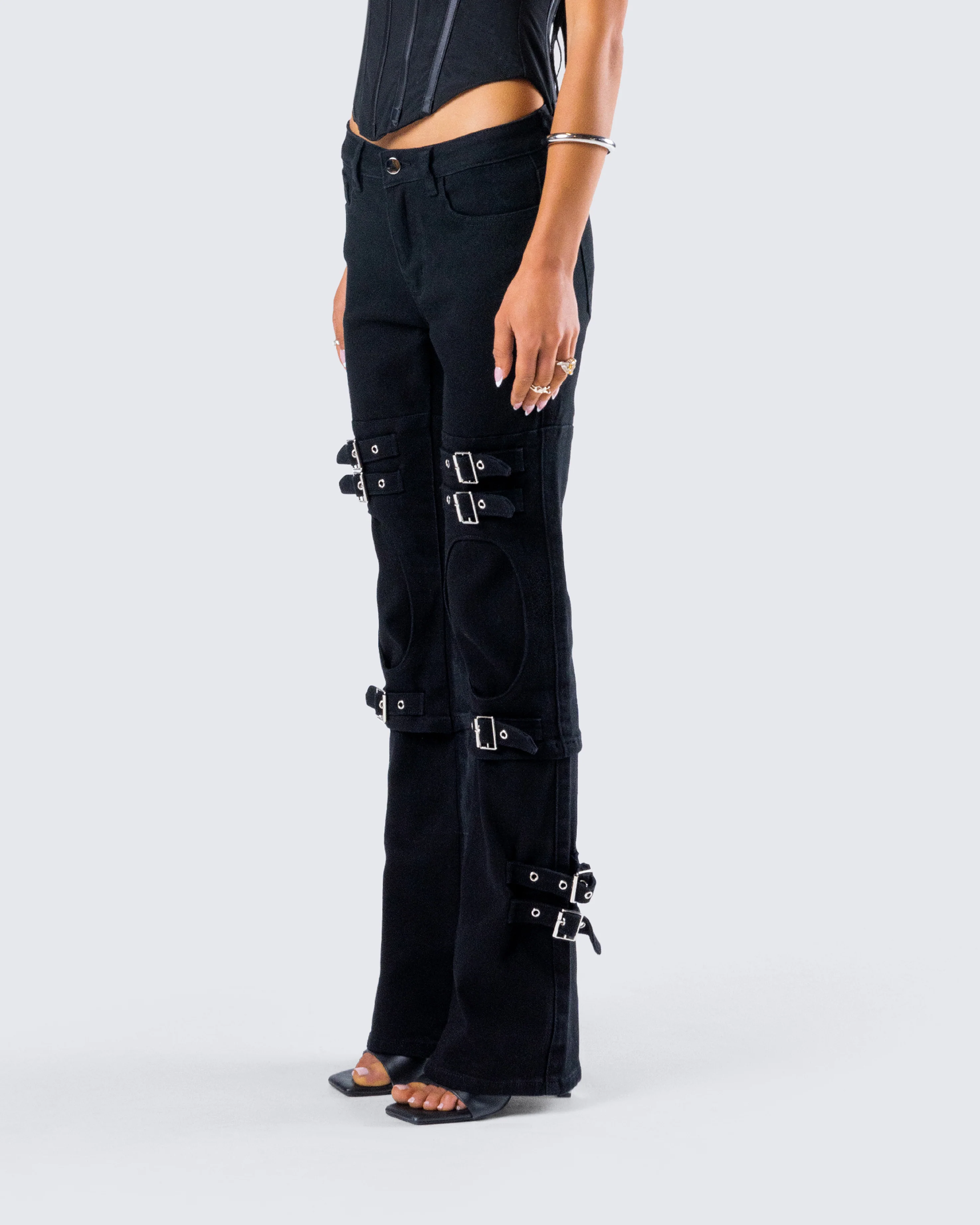 Serenity Black Denim Buckle Jean - Image 5