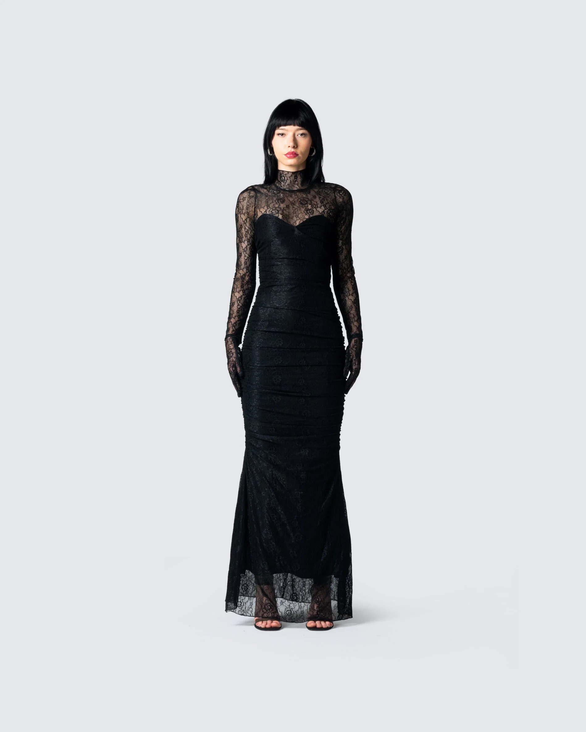 Shia Black Lace Top and Gloves - Image 4