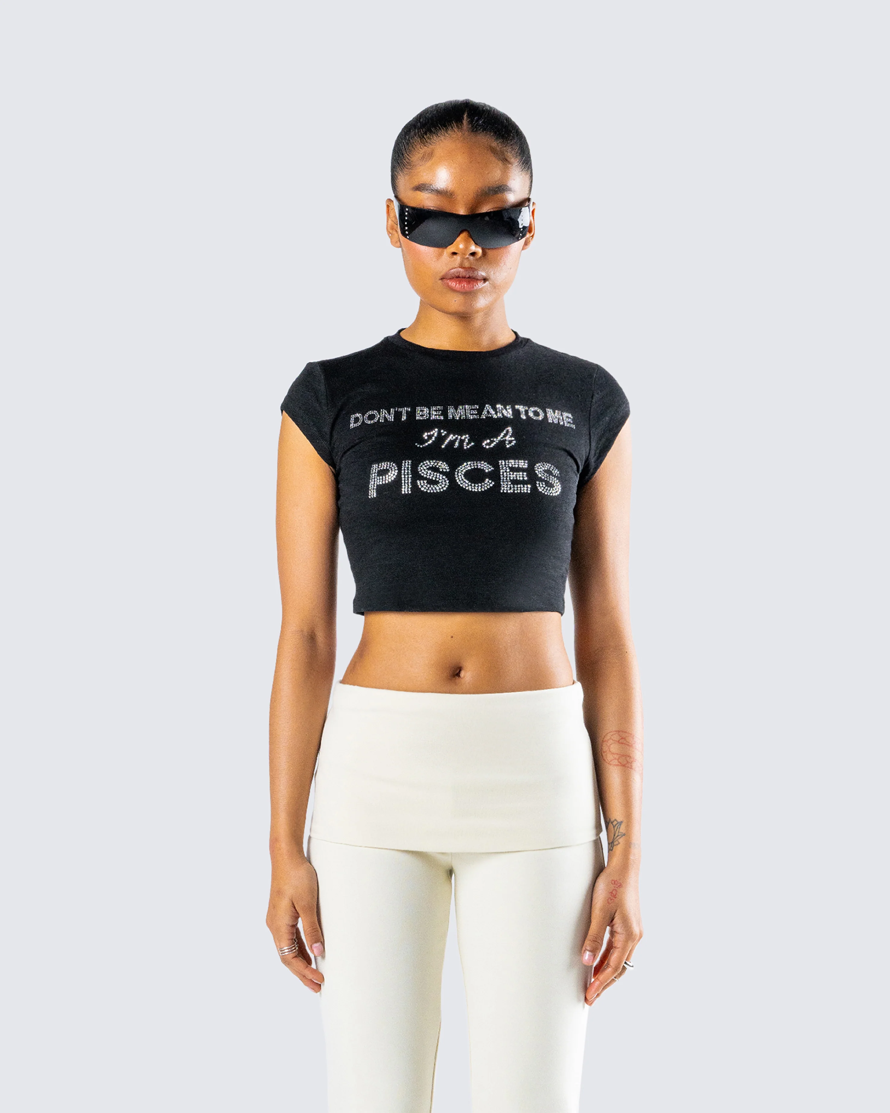 Shirin Black Pisces Rhinestone Top - Image 2