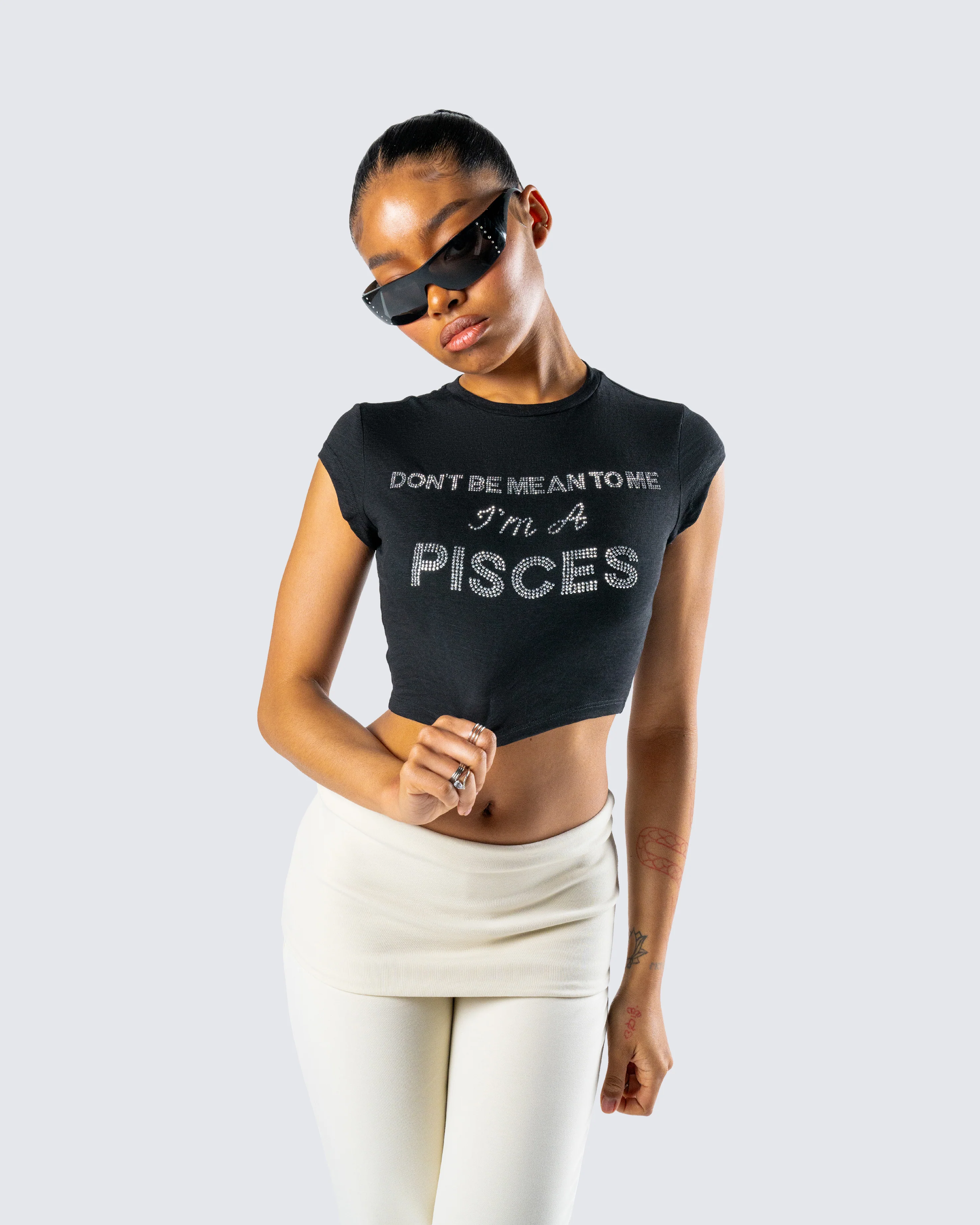 Shirin Black Pisces Rhinestone Top - Image 6