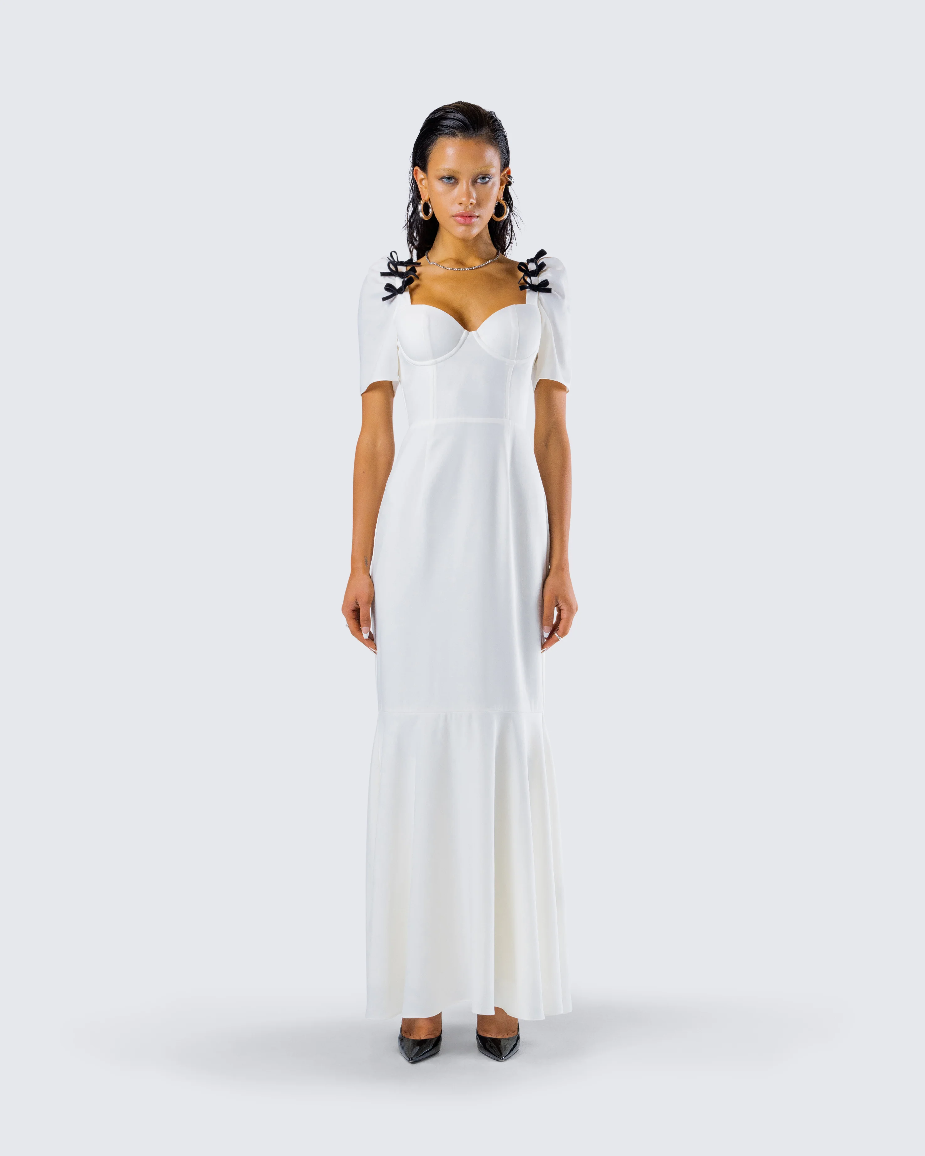 Sia White Puff Sleeve Maxi Dress - Image 4