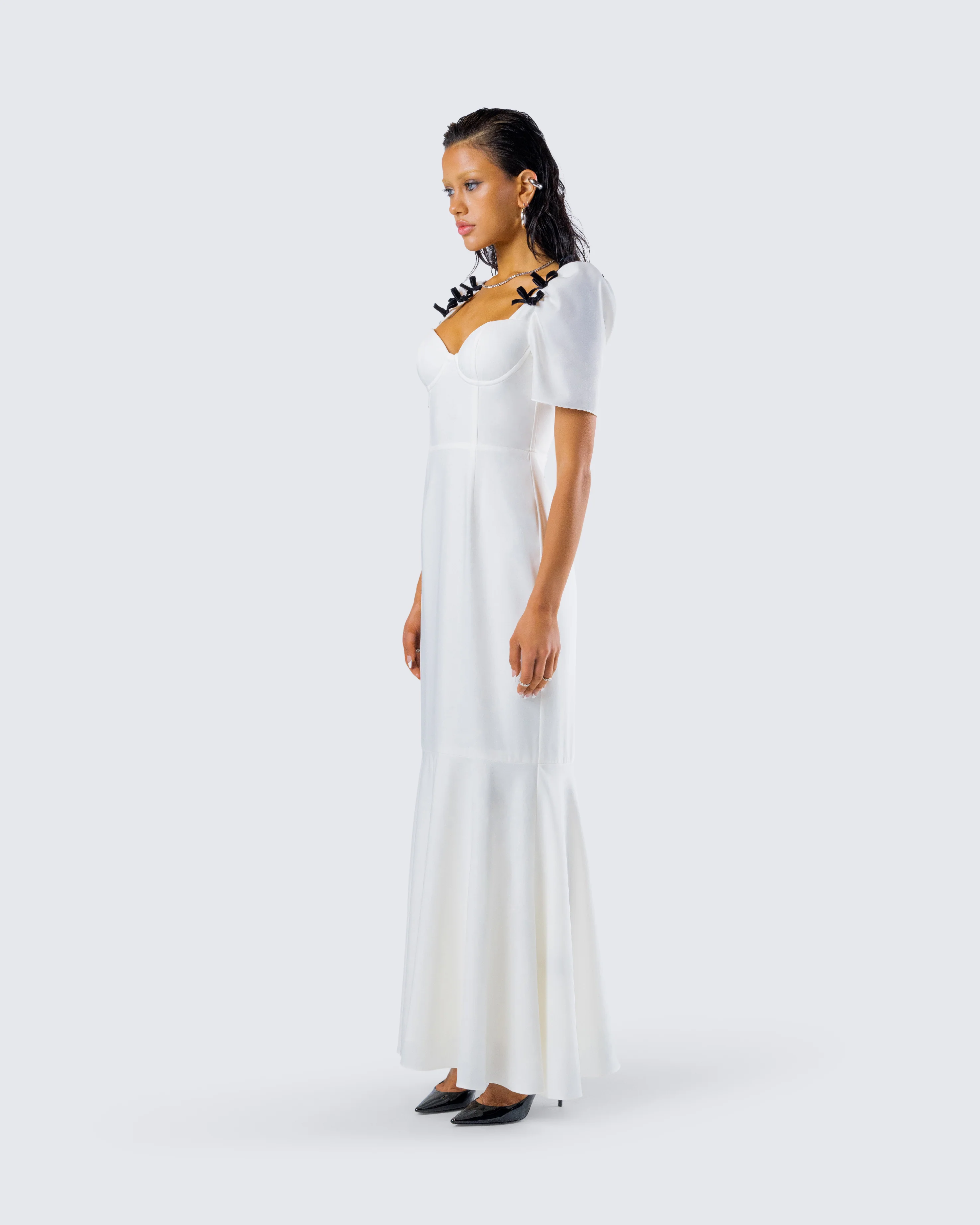 Sia White Puff Sleeve Maxi Dress - Image 5