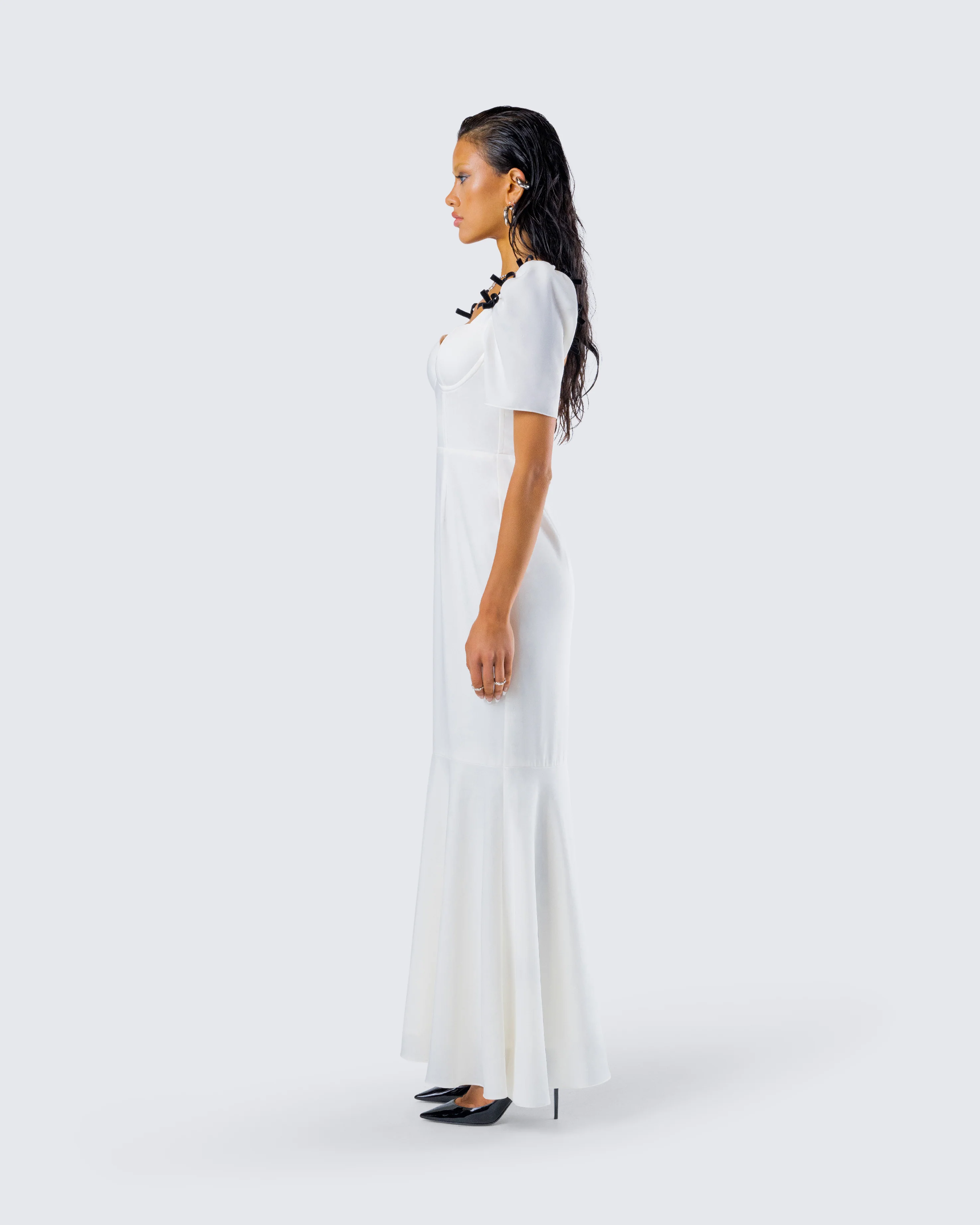 Sia White Puff Sleeve Maxi Dress - Image 6