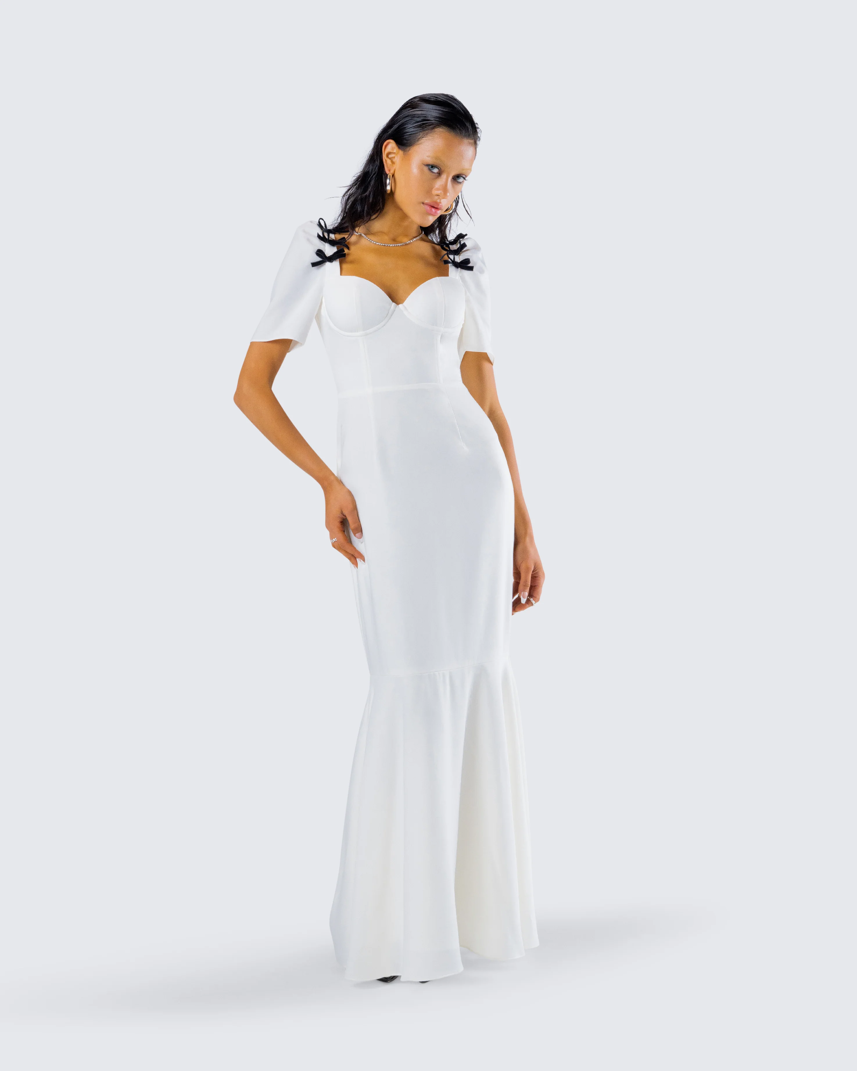Sia White Puff Sleeve Maxi Dress - Image 8