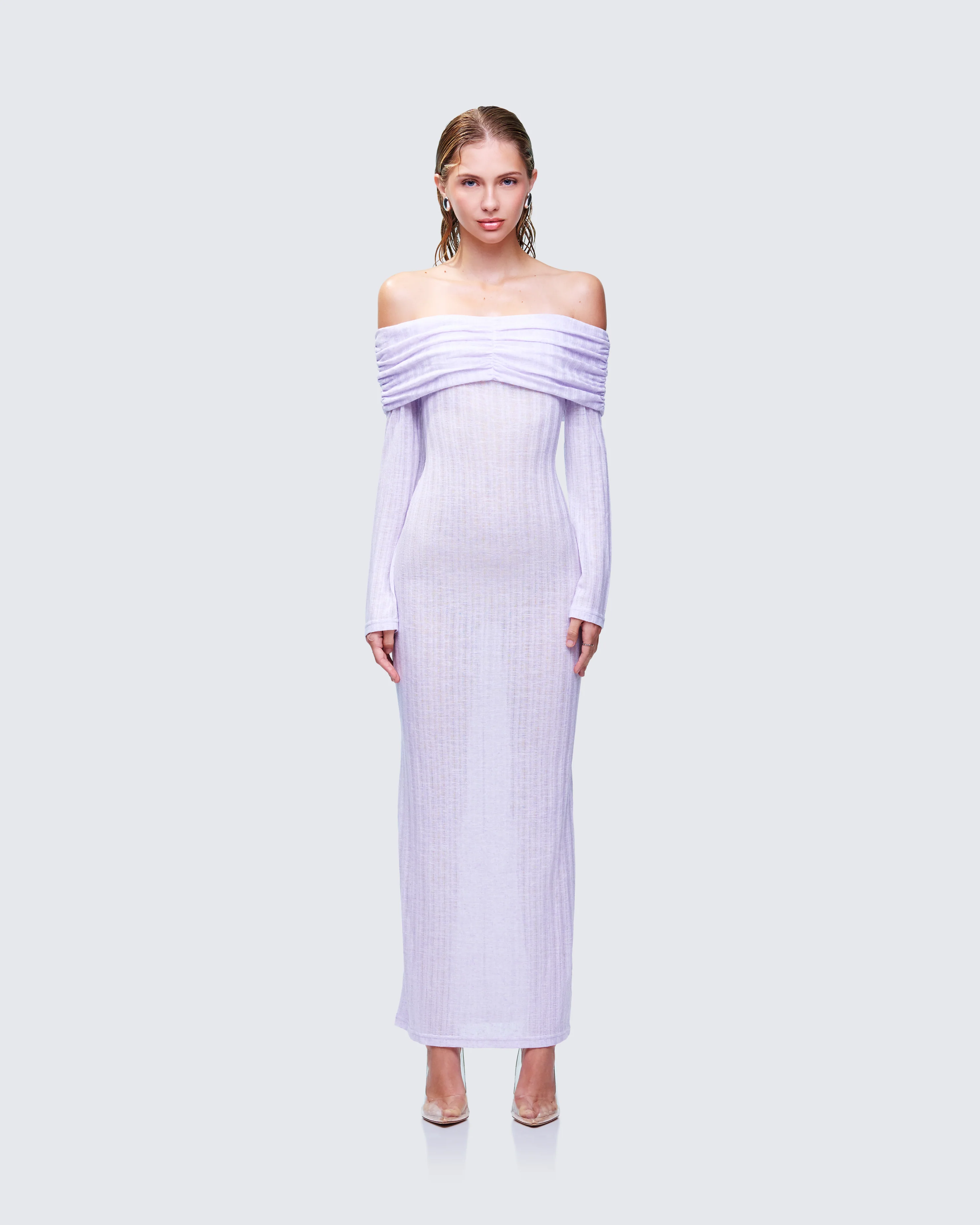 Sian Purple Knit Maxi Dress - Image 2