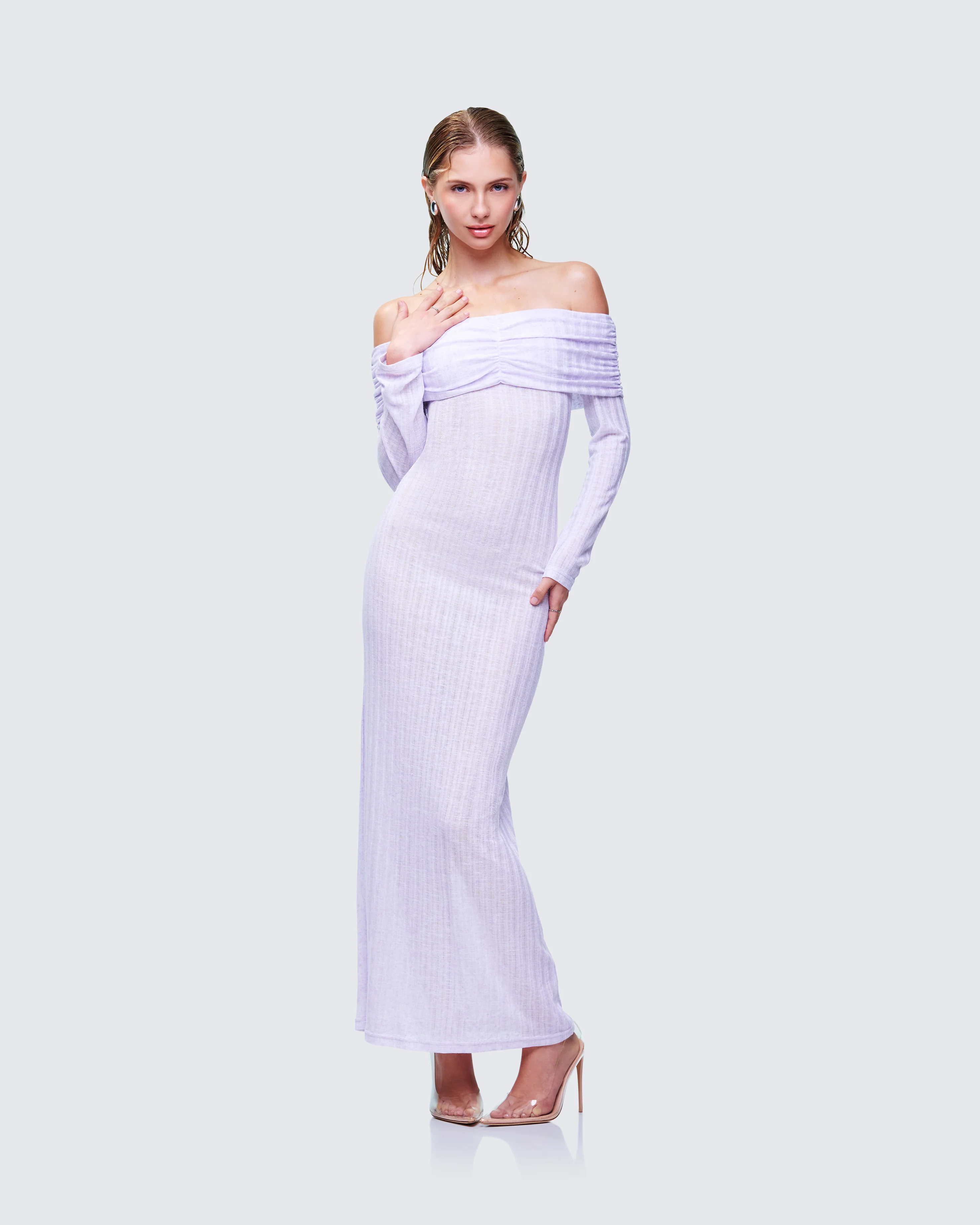 Sian Purple Knit Maxi Dress - Image 3