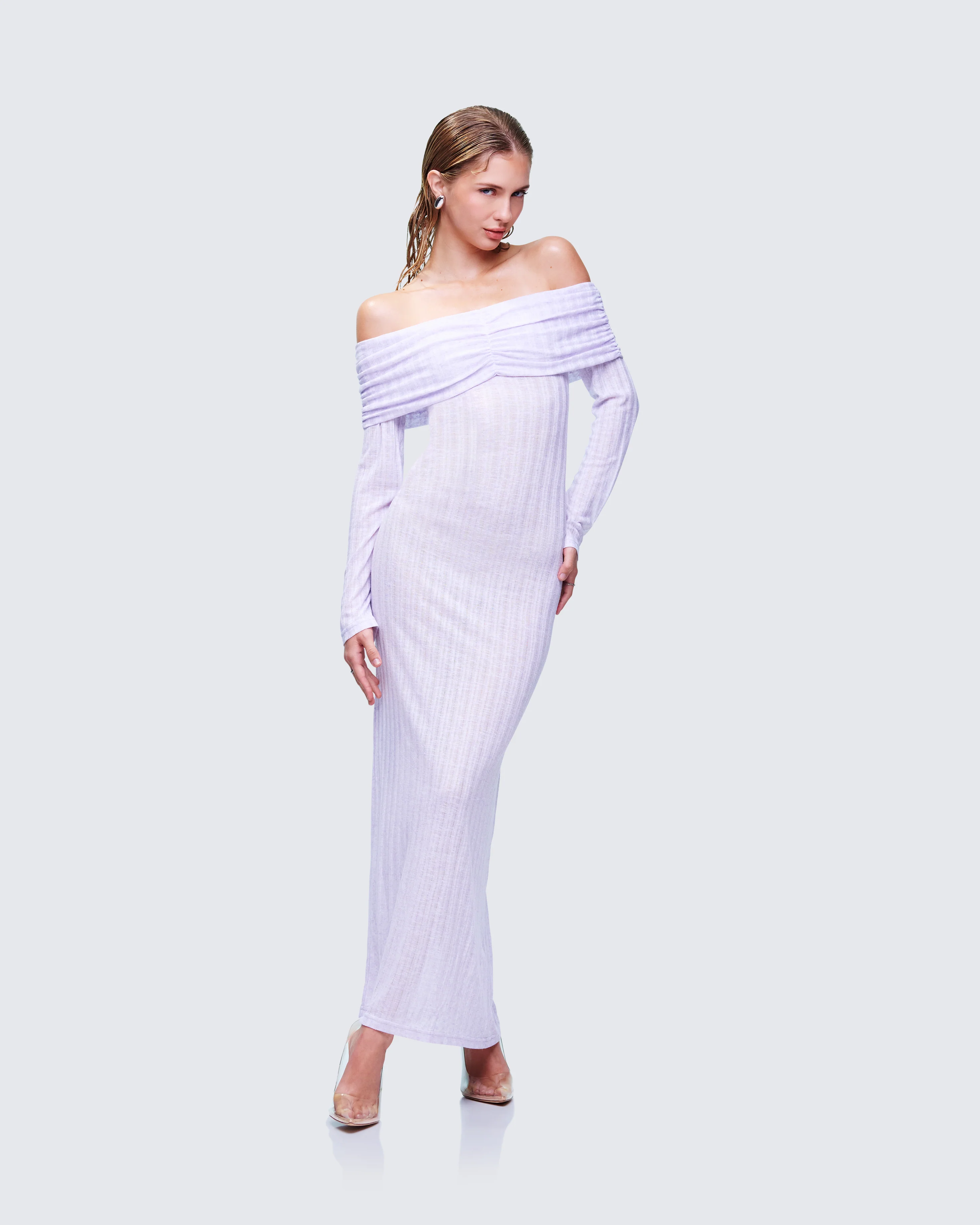 Sian Purple Knit Maxi Dress - Image 4