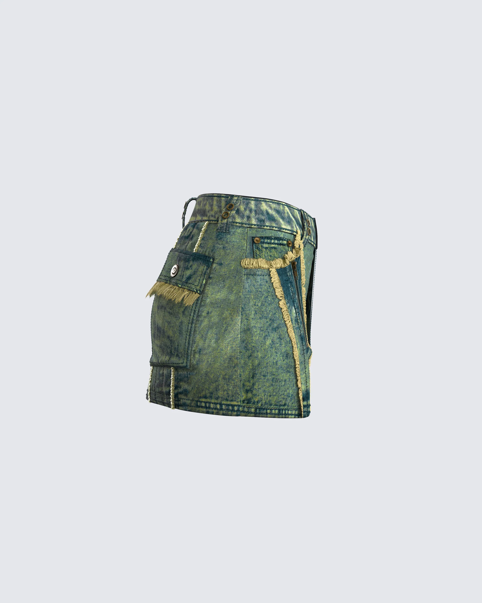 Sima Green Tint Denim Mini Skirt - Image 2