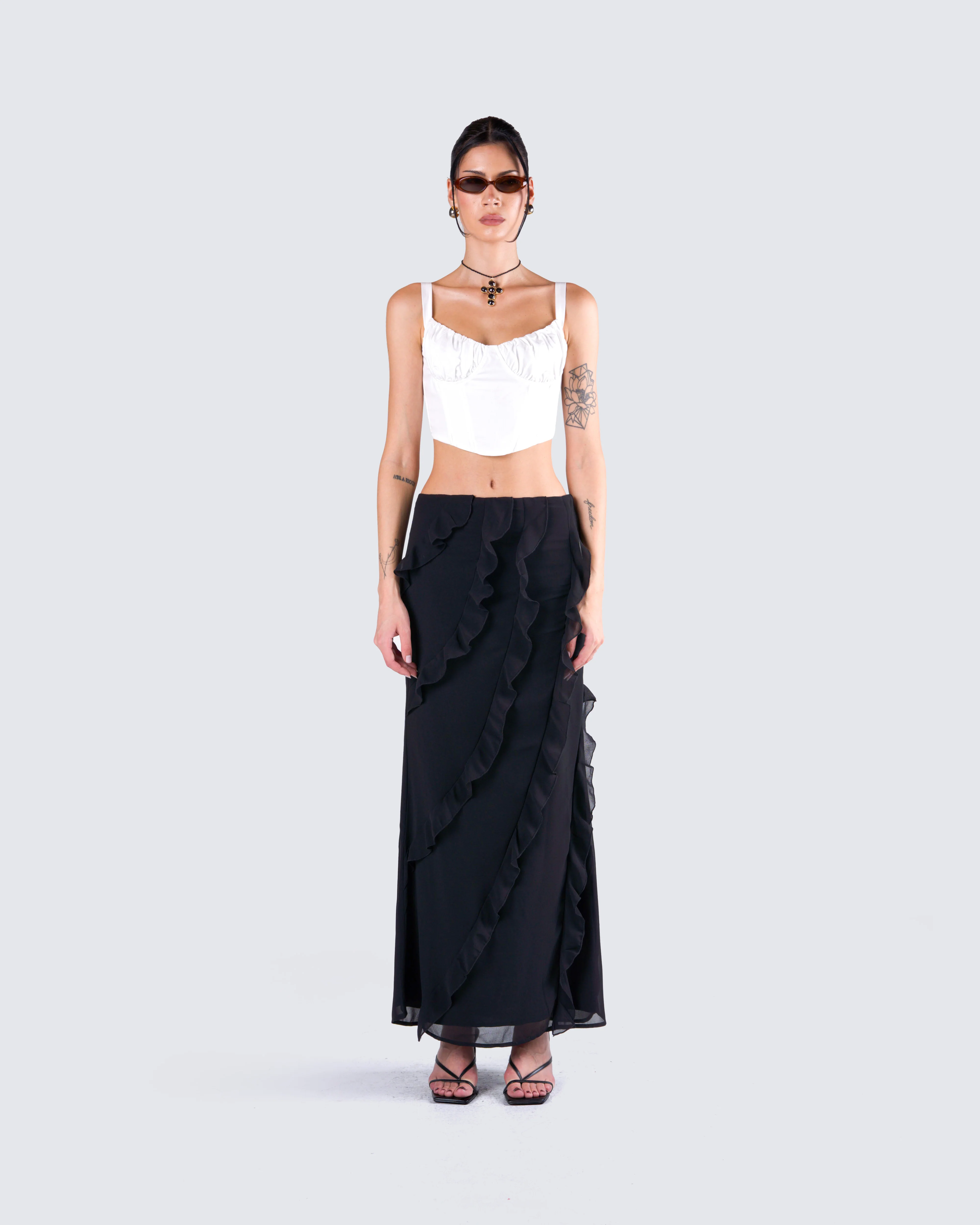 Sissy Black Ruffle Maxi Skirt - Image 4