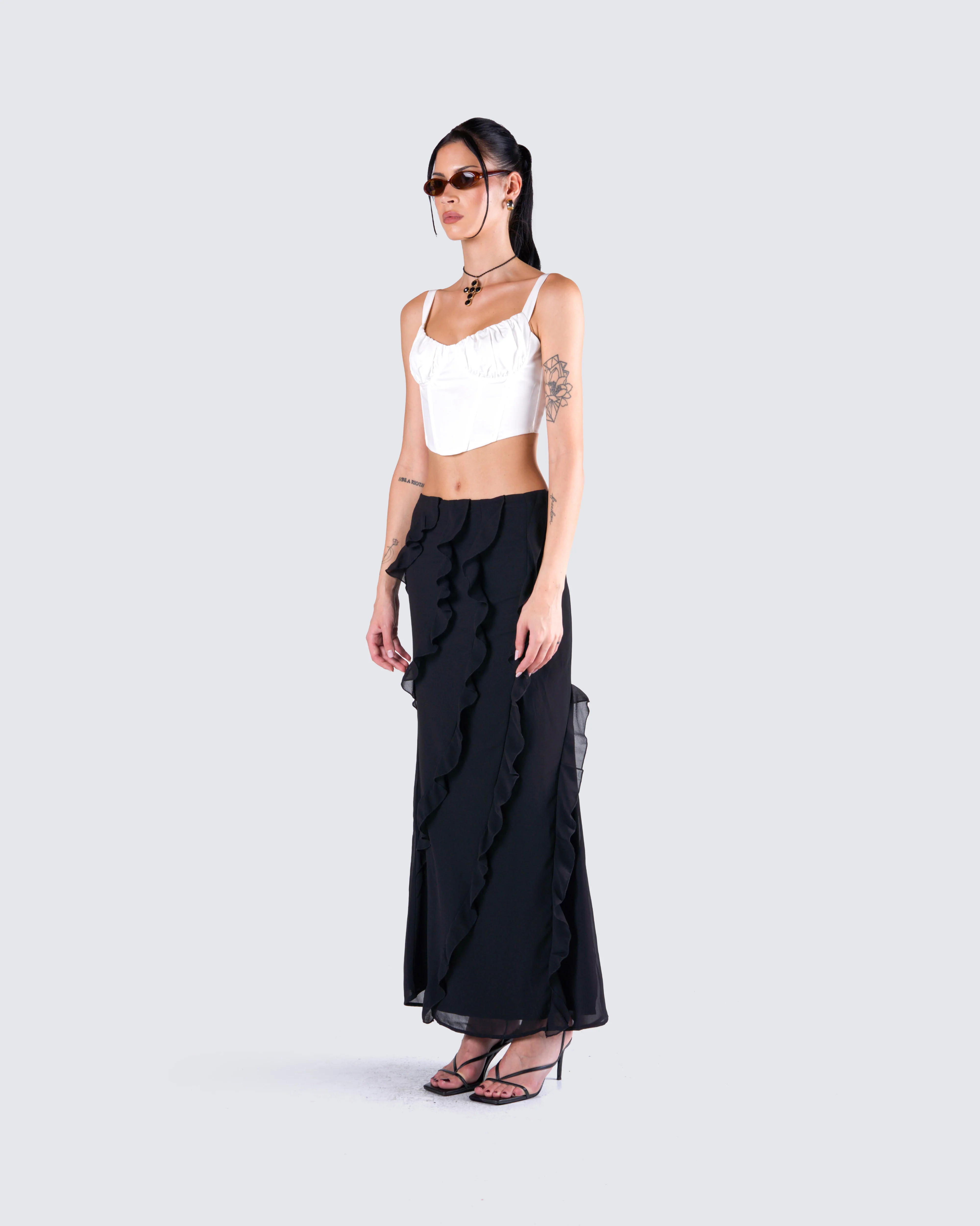 Sissy Black Ruffle Maxi Skirt - Image 5