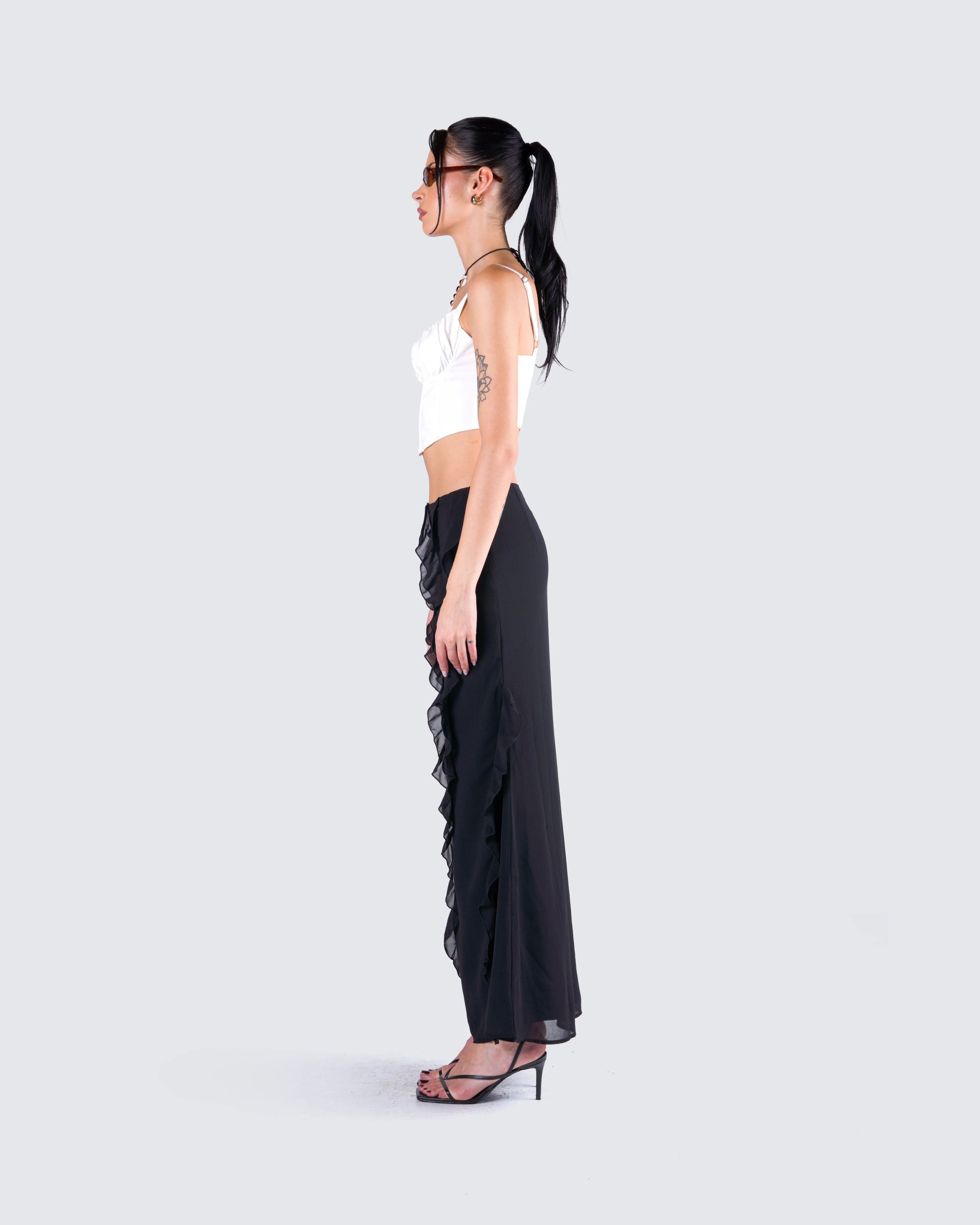 Sissy Black Ruffle Maxi Skirt - Image 6