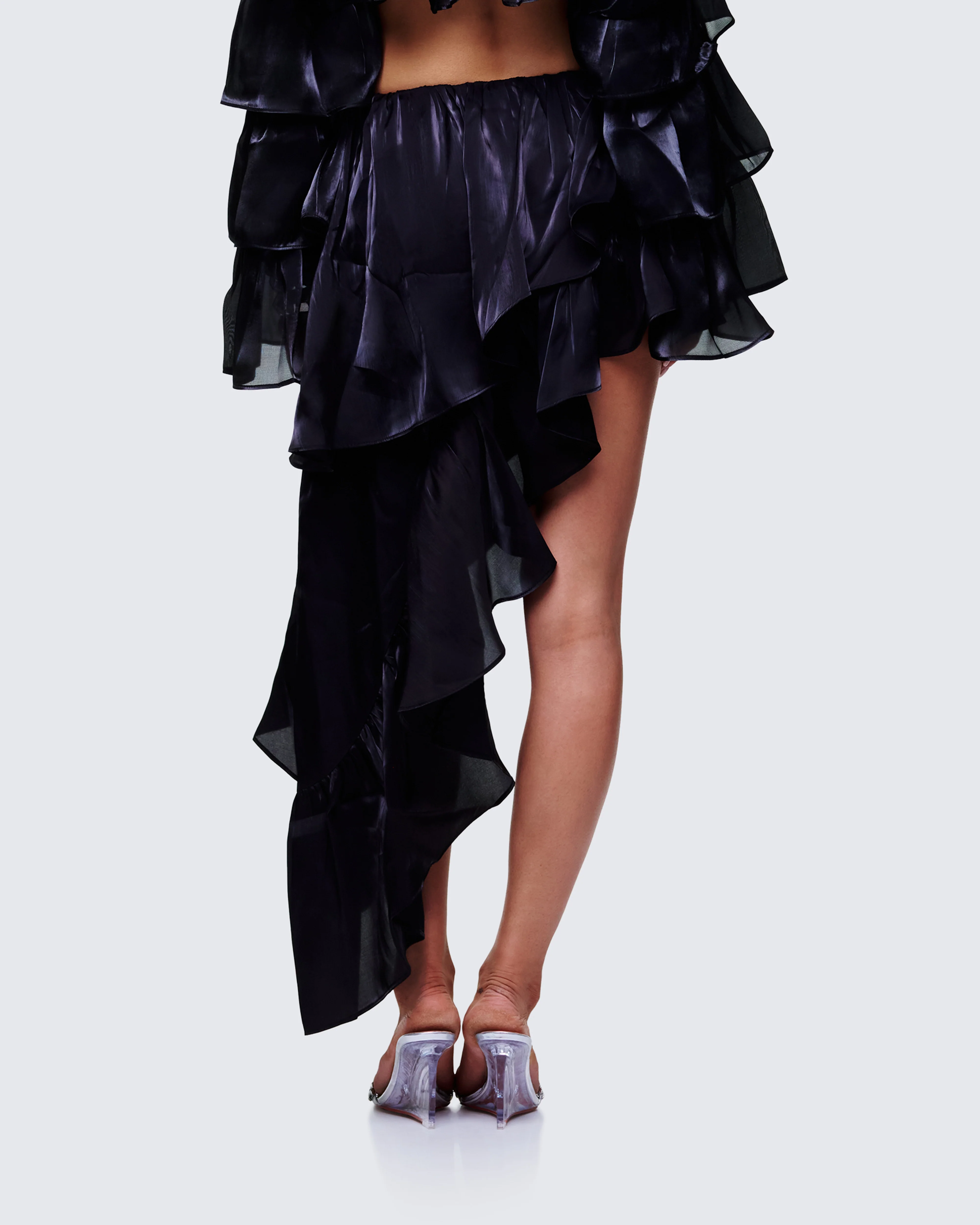 Skipper Black Ruffle Asymmetrical Skirt - Image 4