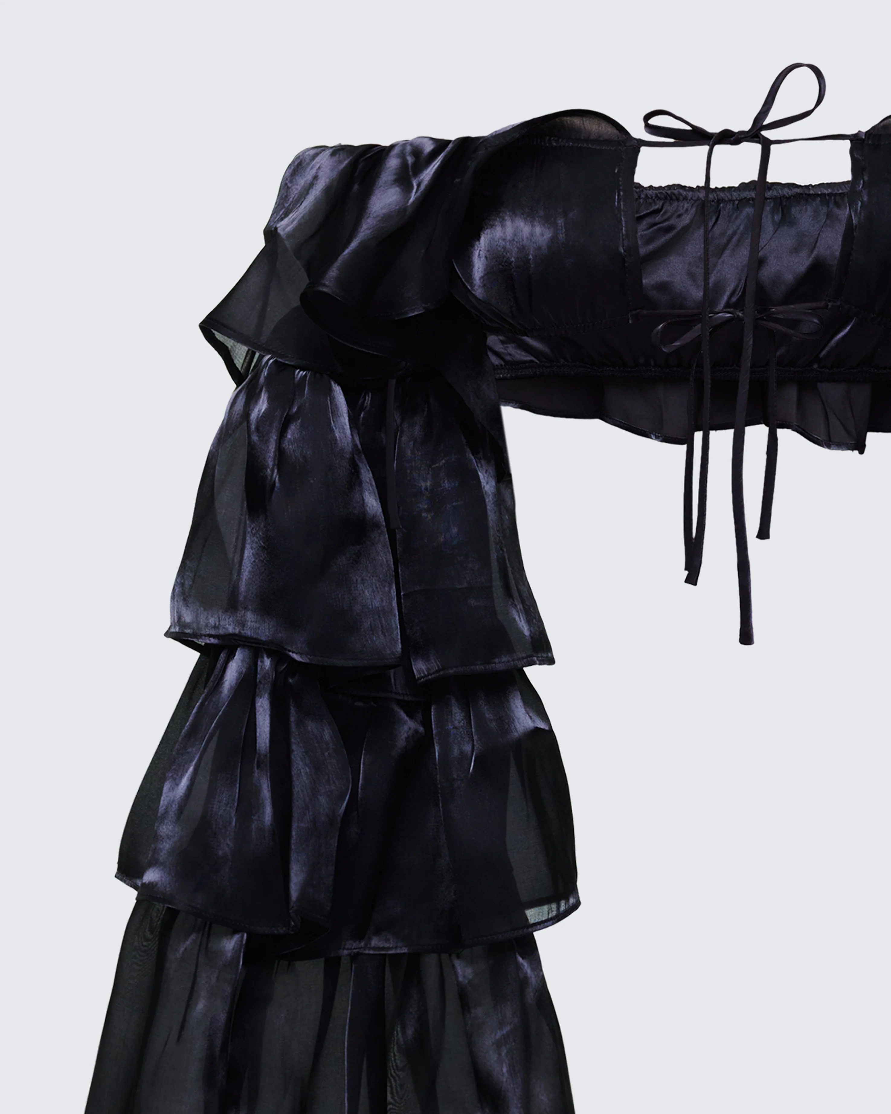 Skipper Black Ruffle Sleeve Crop Top - Image 6