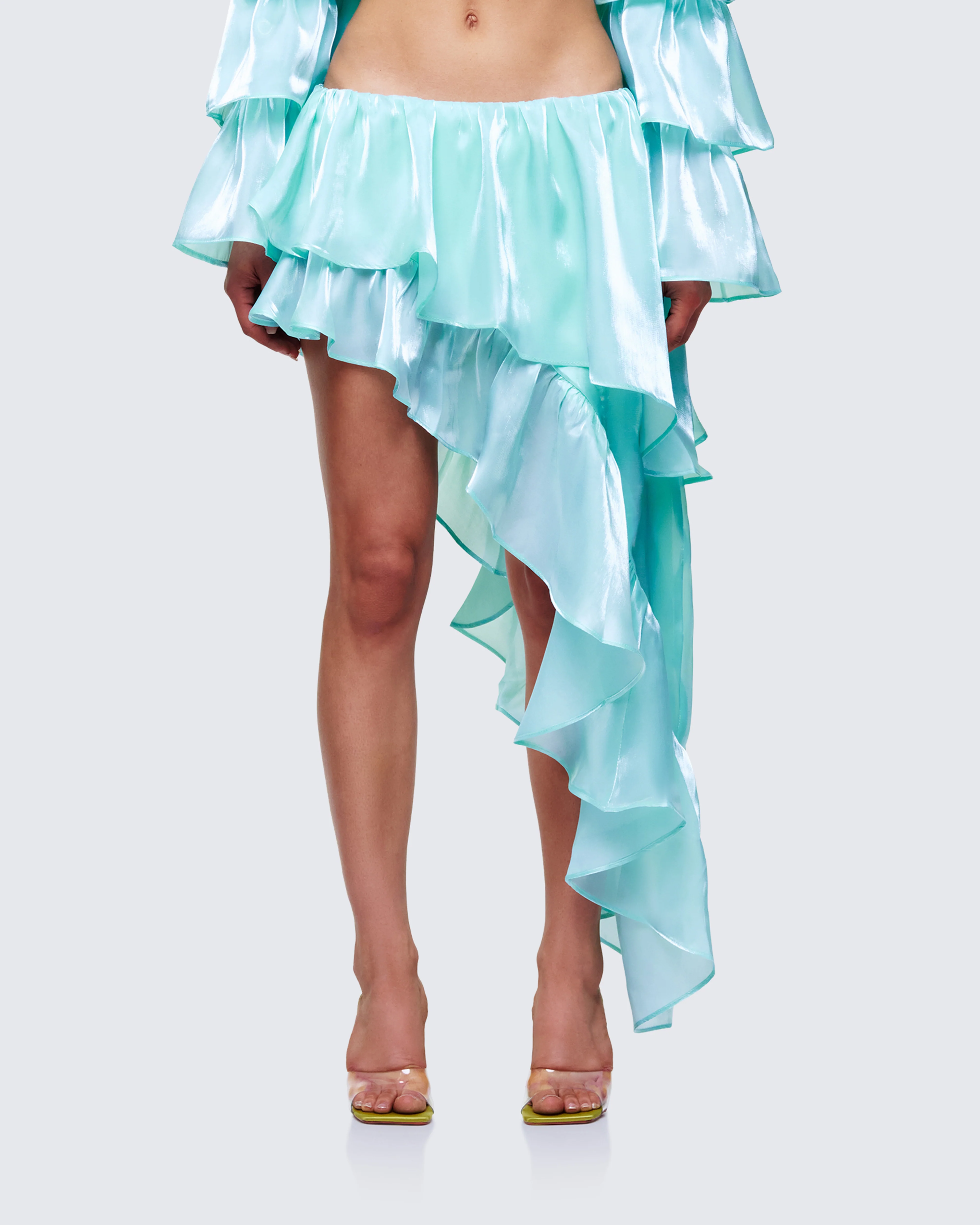 Skipper Green Ruffle Asymmetrical Skirt - Image 2