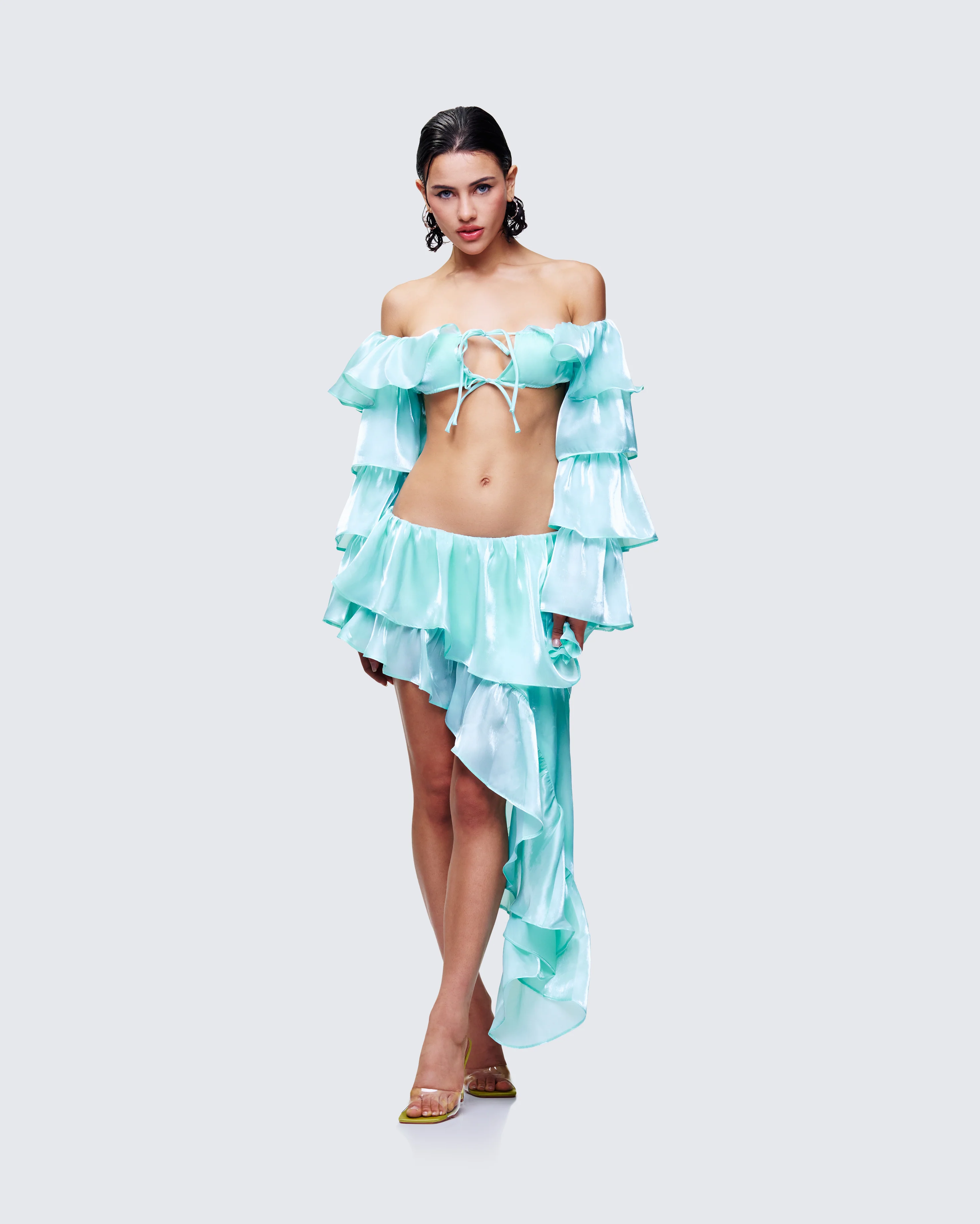Skipper Green Ruffle Asymmetrical Skirt - Image 5