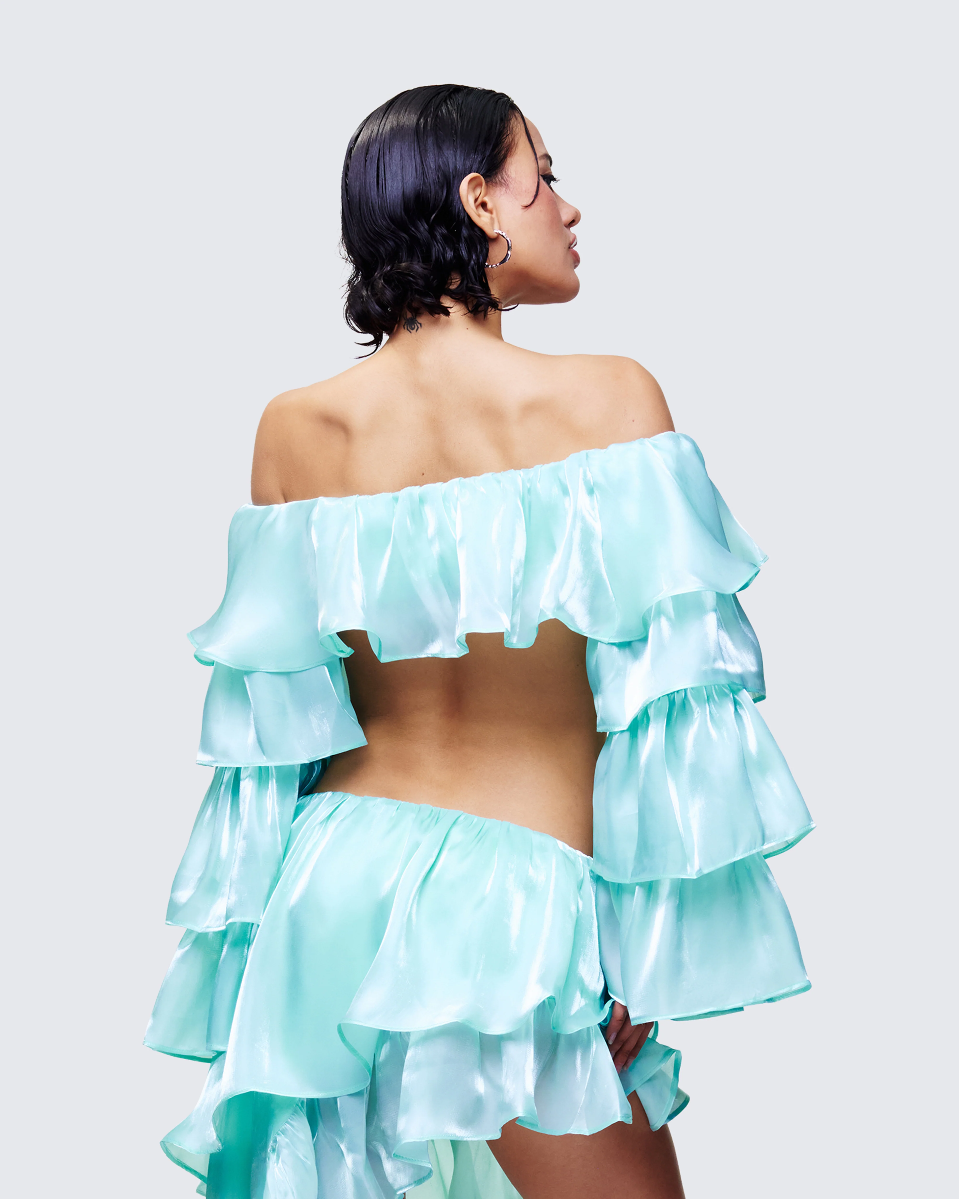 Skipper Green Ruffle Sleeve Crop Top - Image 4