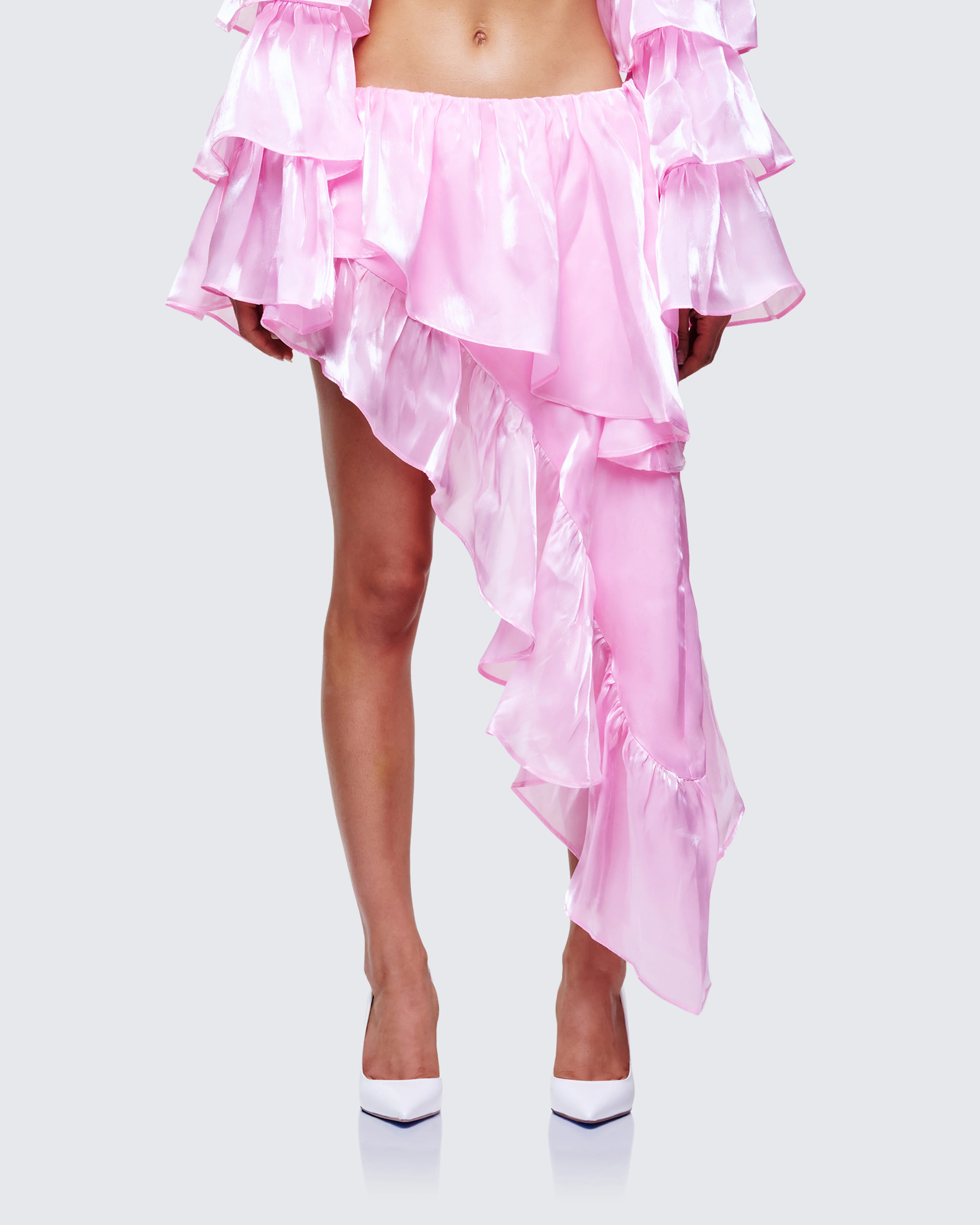 Skipper Pink Ruffle Asymmetrical Skirt - Image 2
