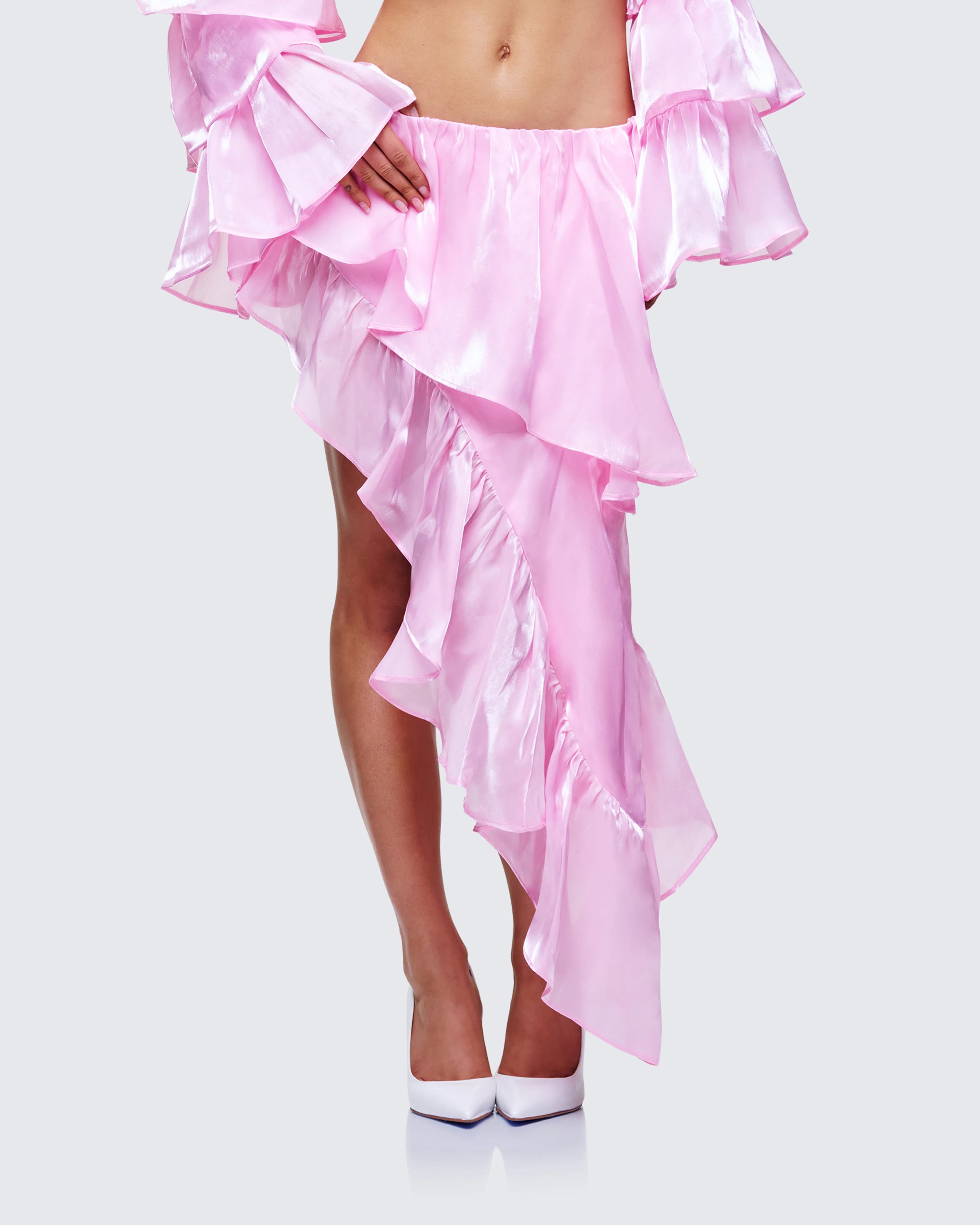 Skipper Pink Ruffle Asymmetrical Skirt - Image 3