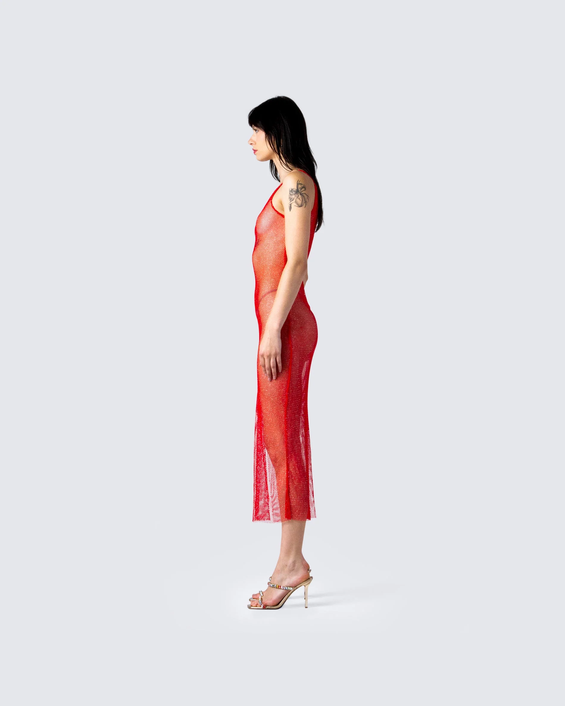 Skye Red Shimmer Dress - Image 5