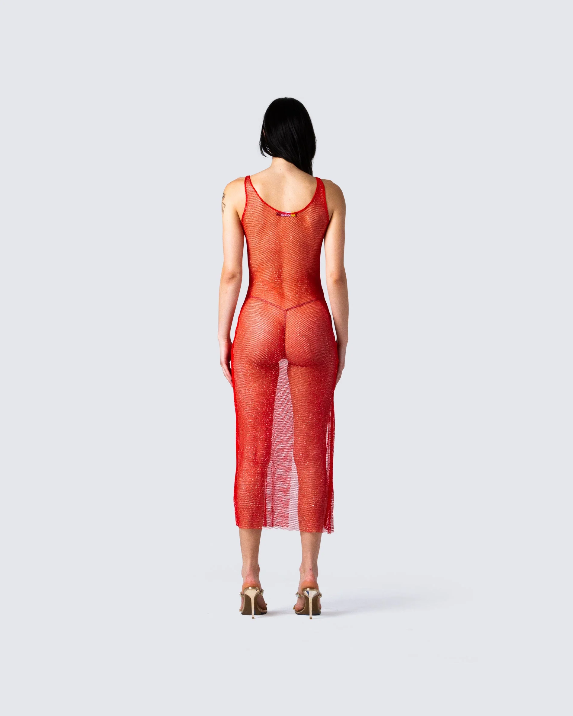 Skye Red Shimmer Dress - Image 6