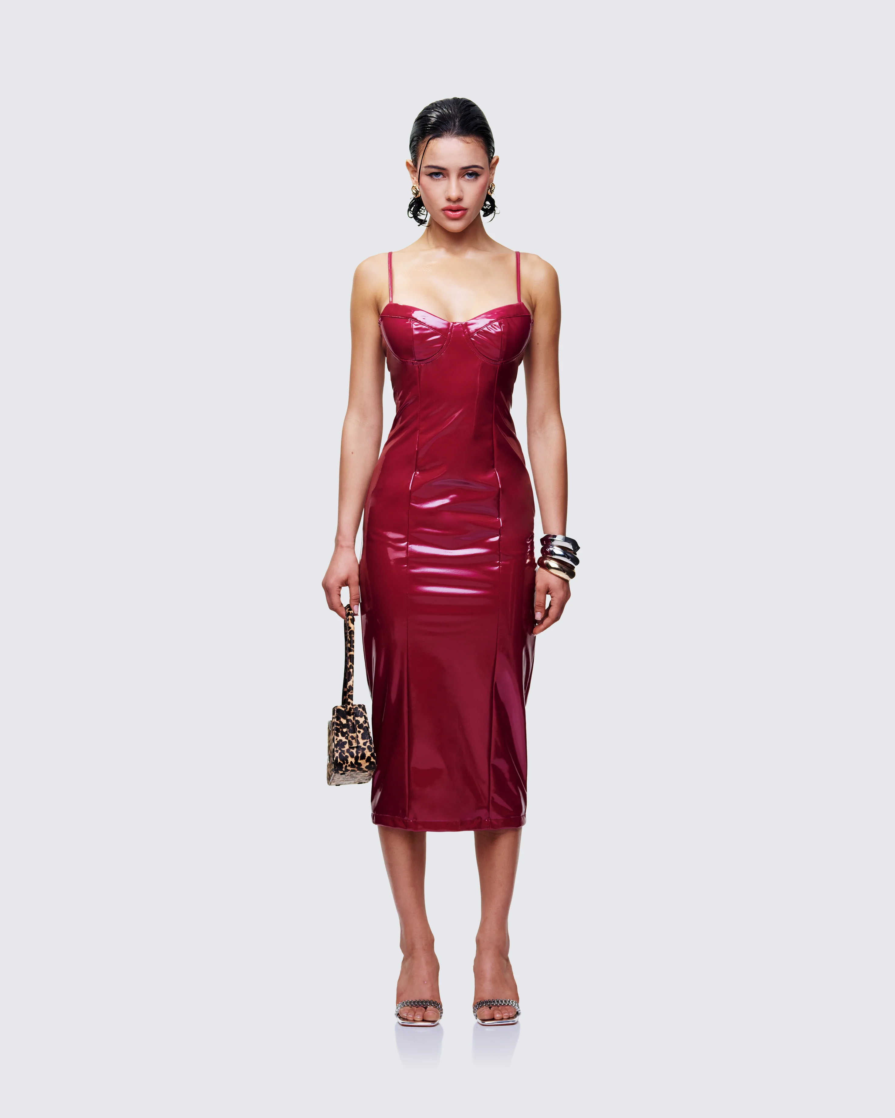 Soraya Burgundy Midi Dress - Image 3