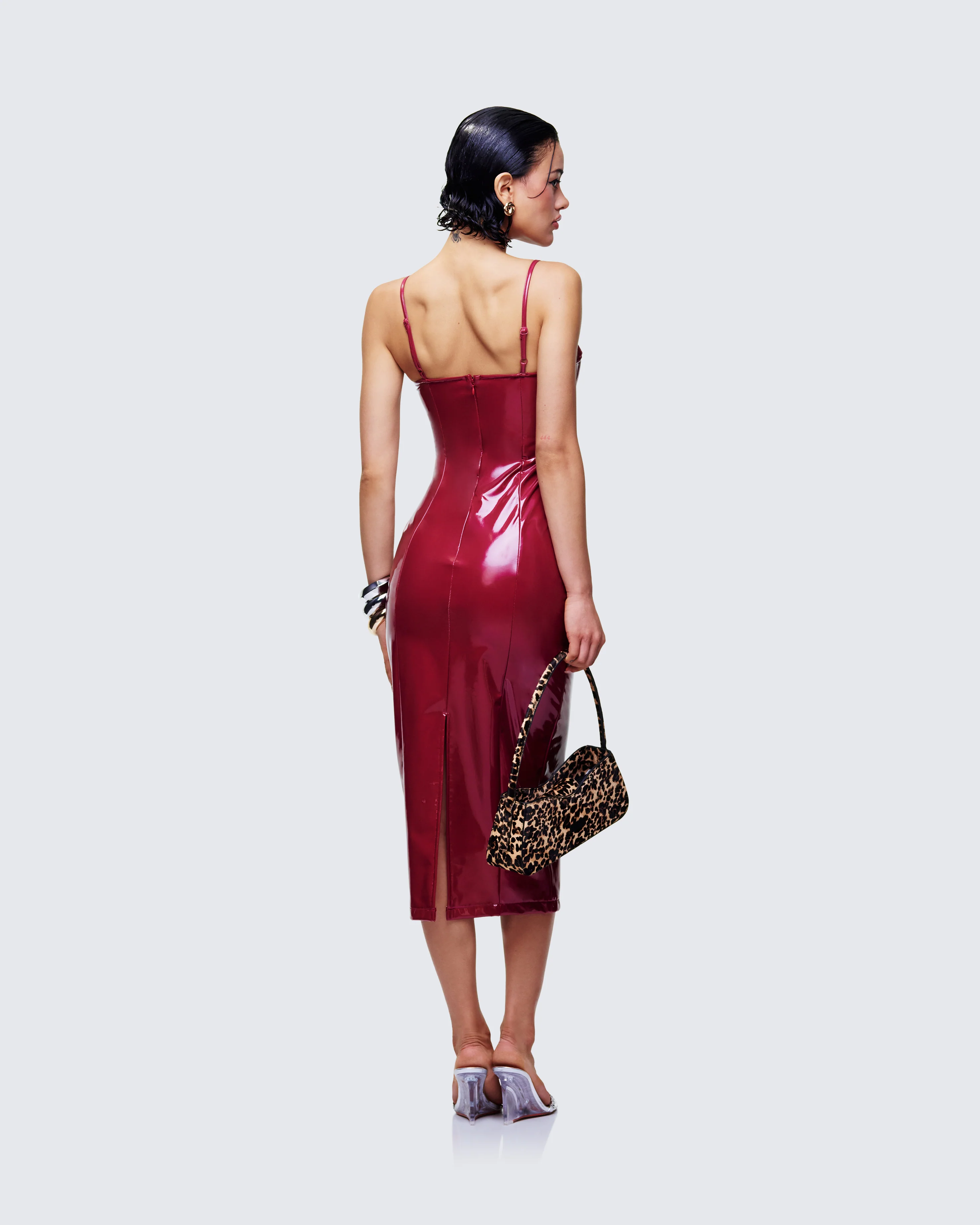 Soraya Burgundy Midi Dress - Image 7