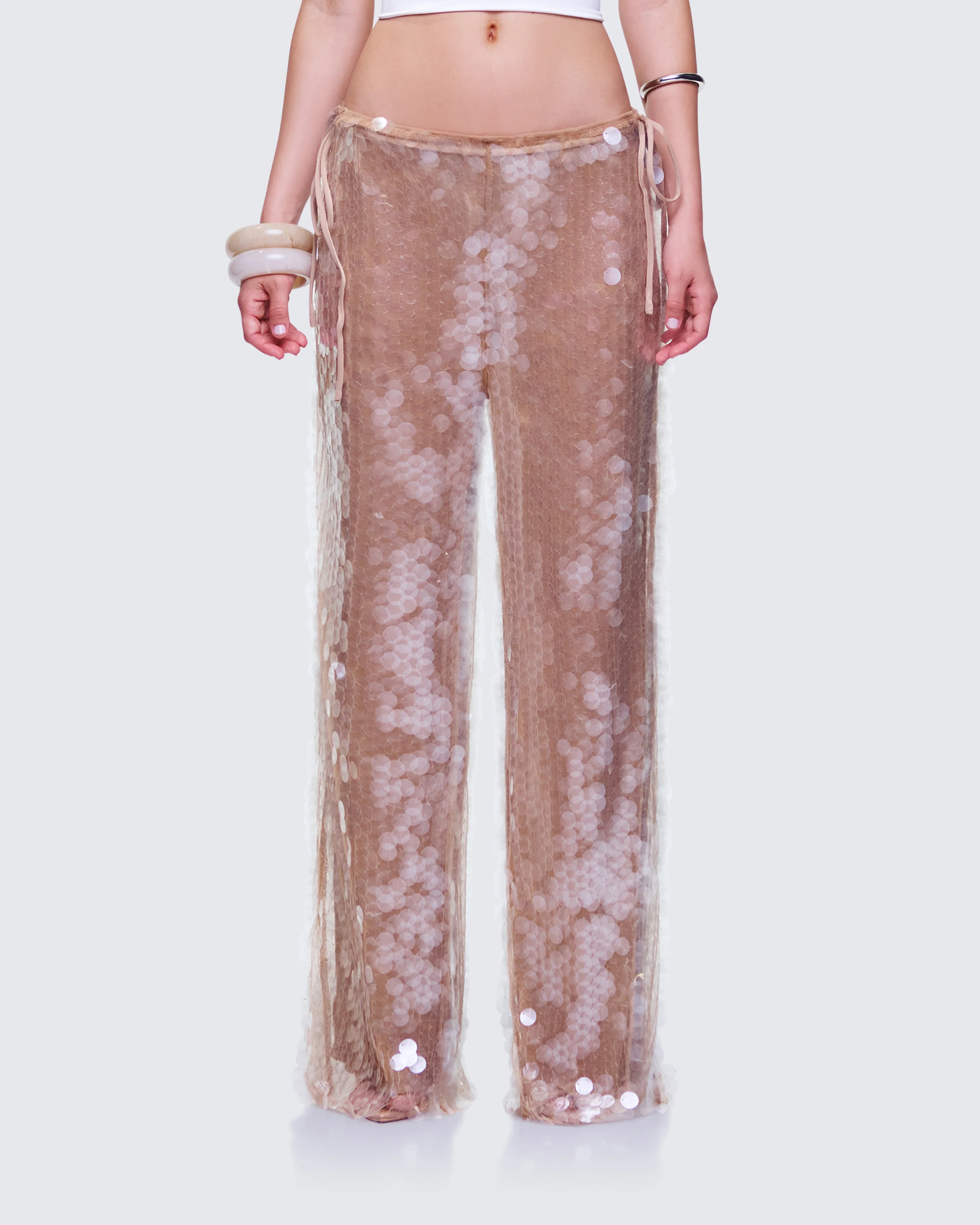 Speranza Clear Sequin Tie Pants - Image 2