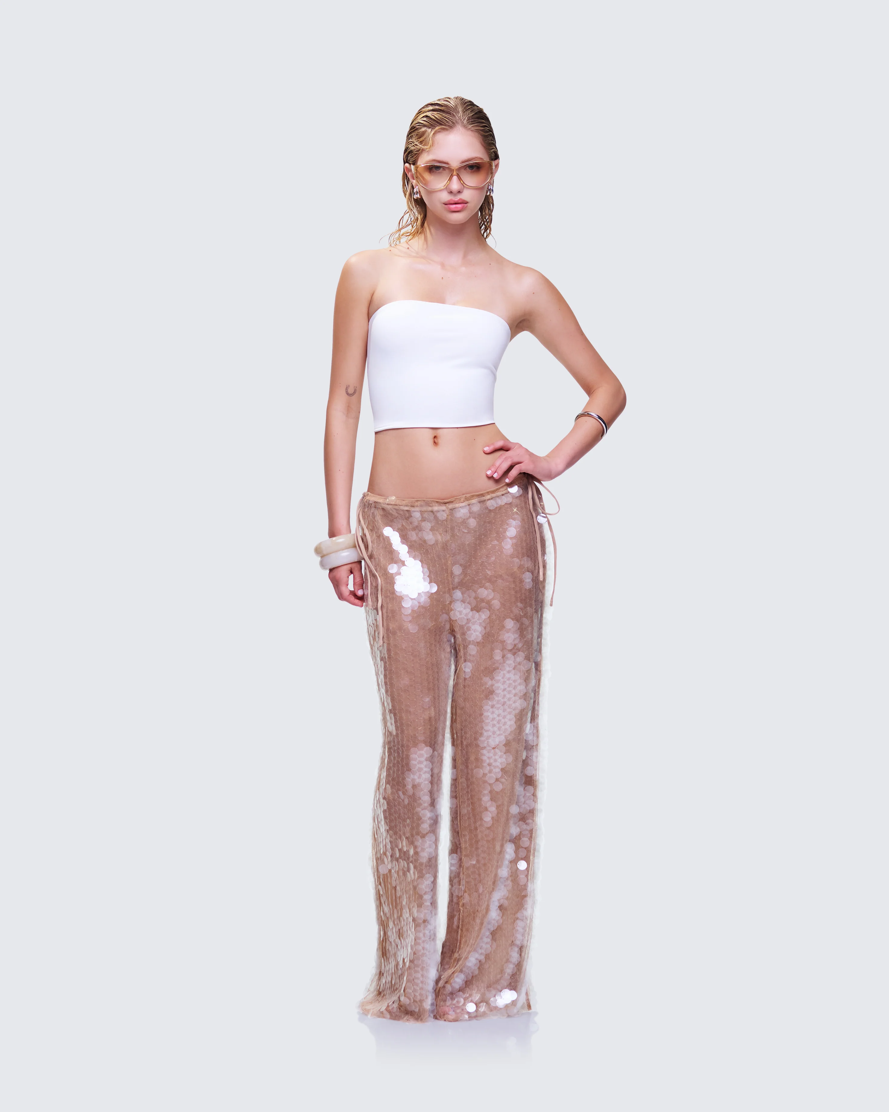 Speranza Clear Sequin Tie Pants - Image 5