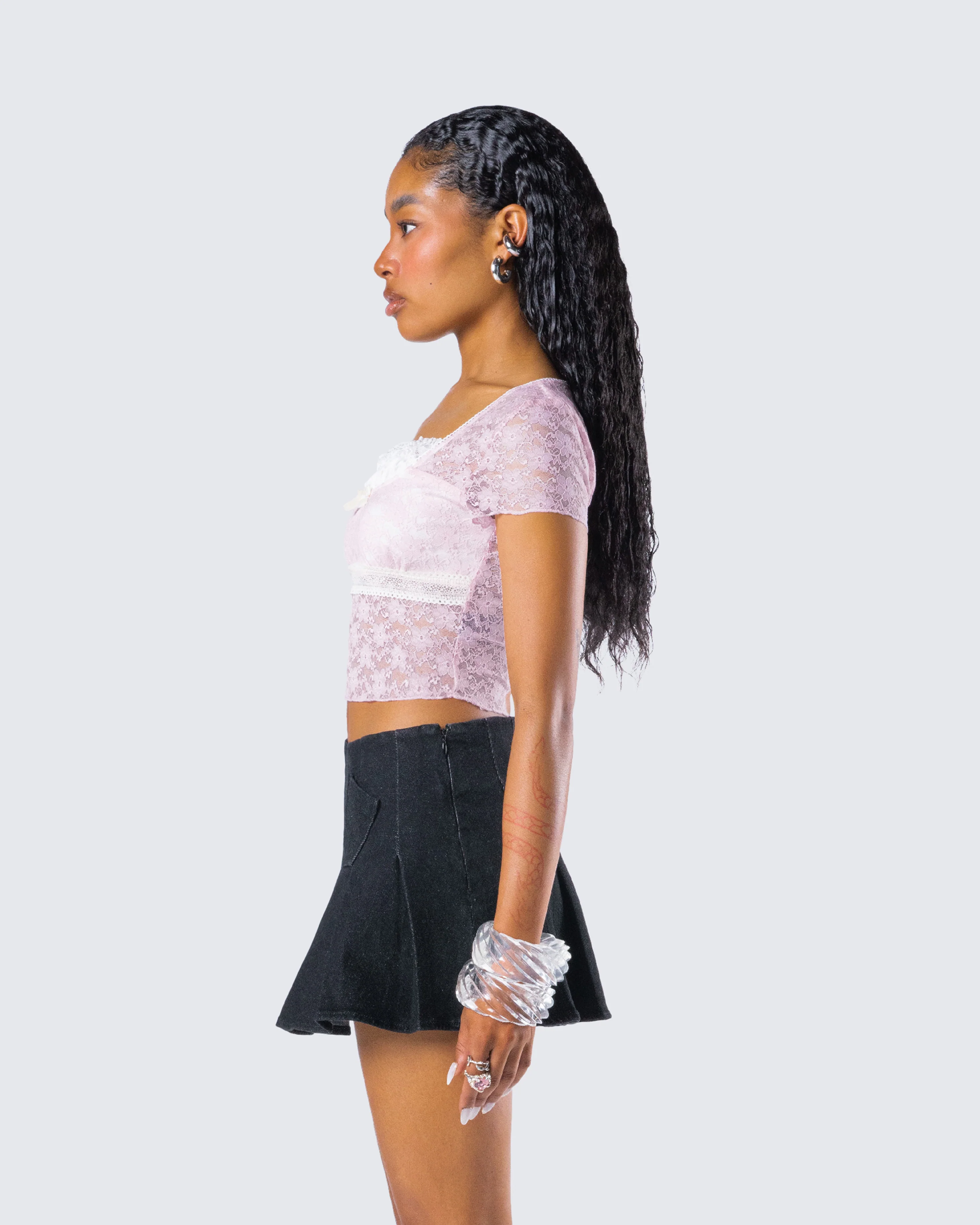 Stefanie Pink Lace Top - Image 6