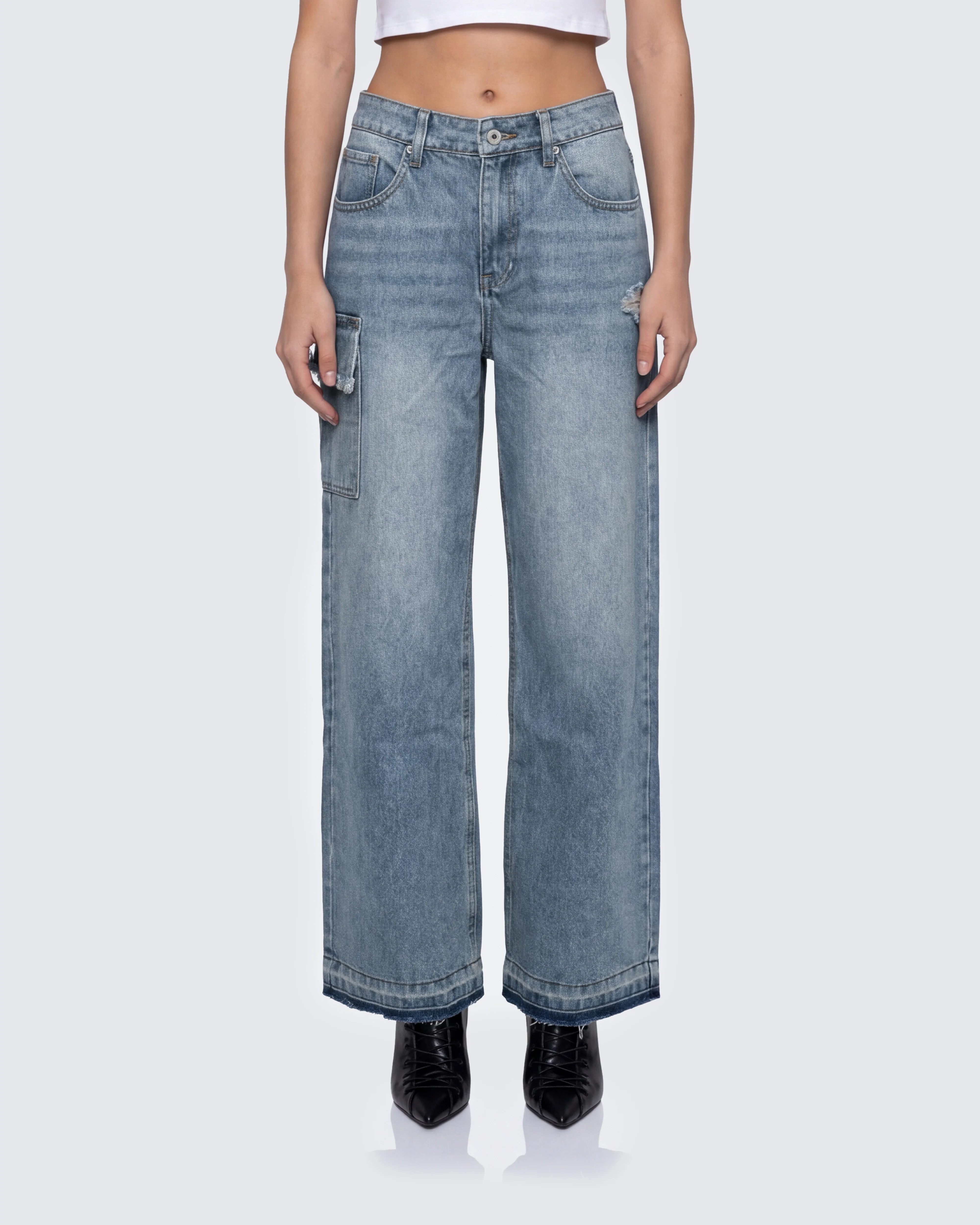Stems Blue Cargo Boyfriend Low Waist Jean - Image 2