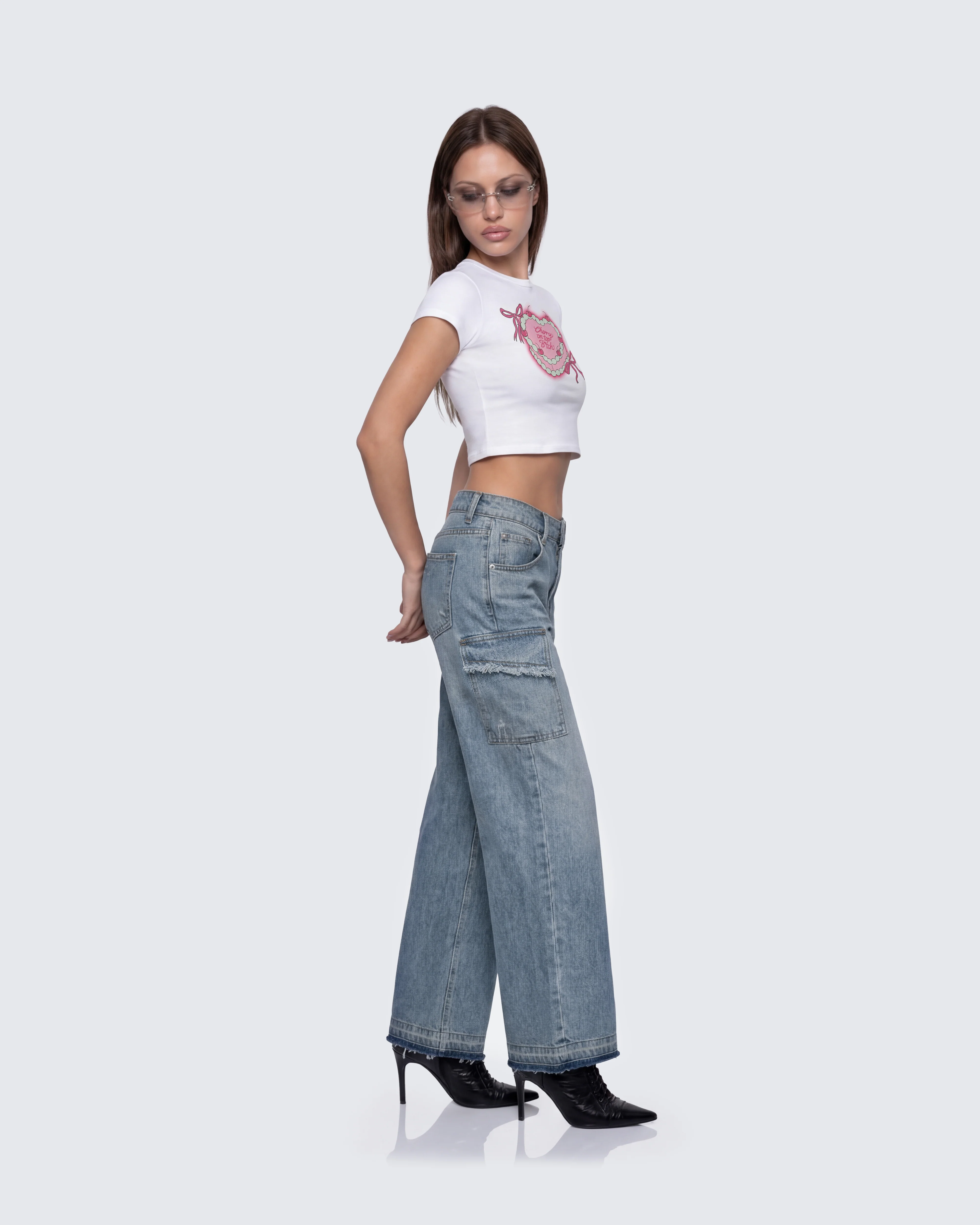 Stems Blue Cargo Boyfriend Low Waist Jean - Image 5
