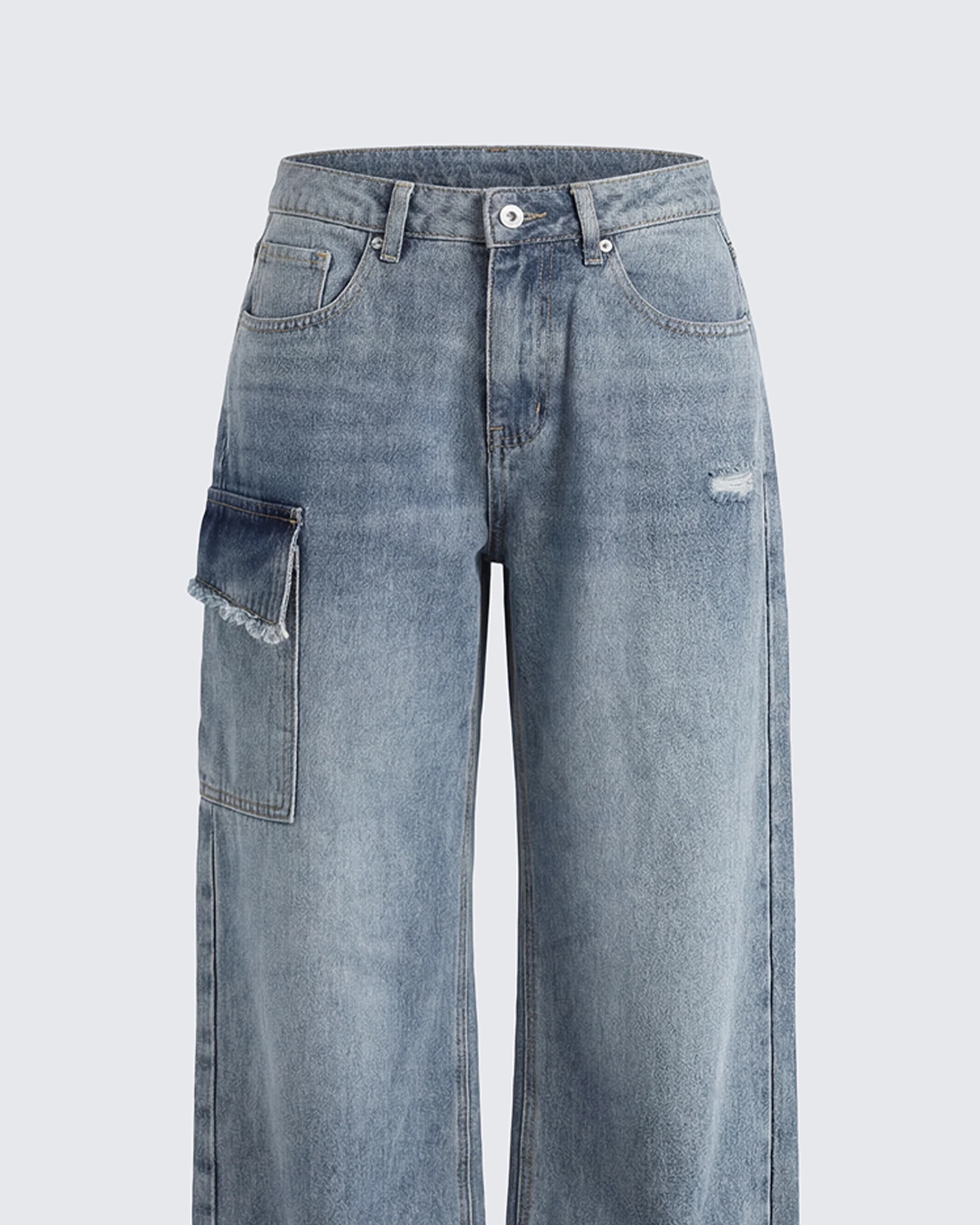 Stems Blue Cargo Boyfriend Low Waist Jean - Image 6