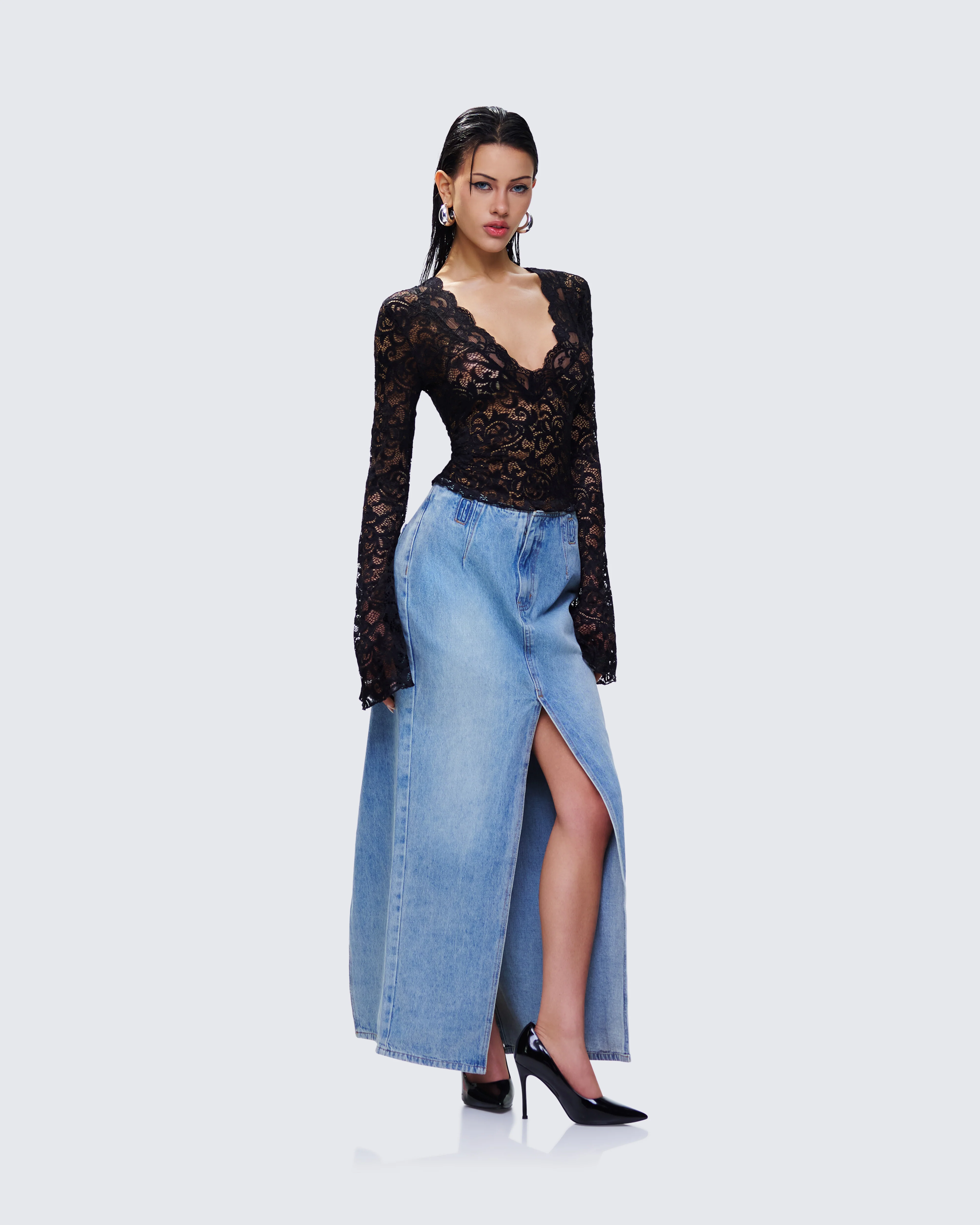 Suki Black Lace Long Sleeve Top - Image 5