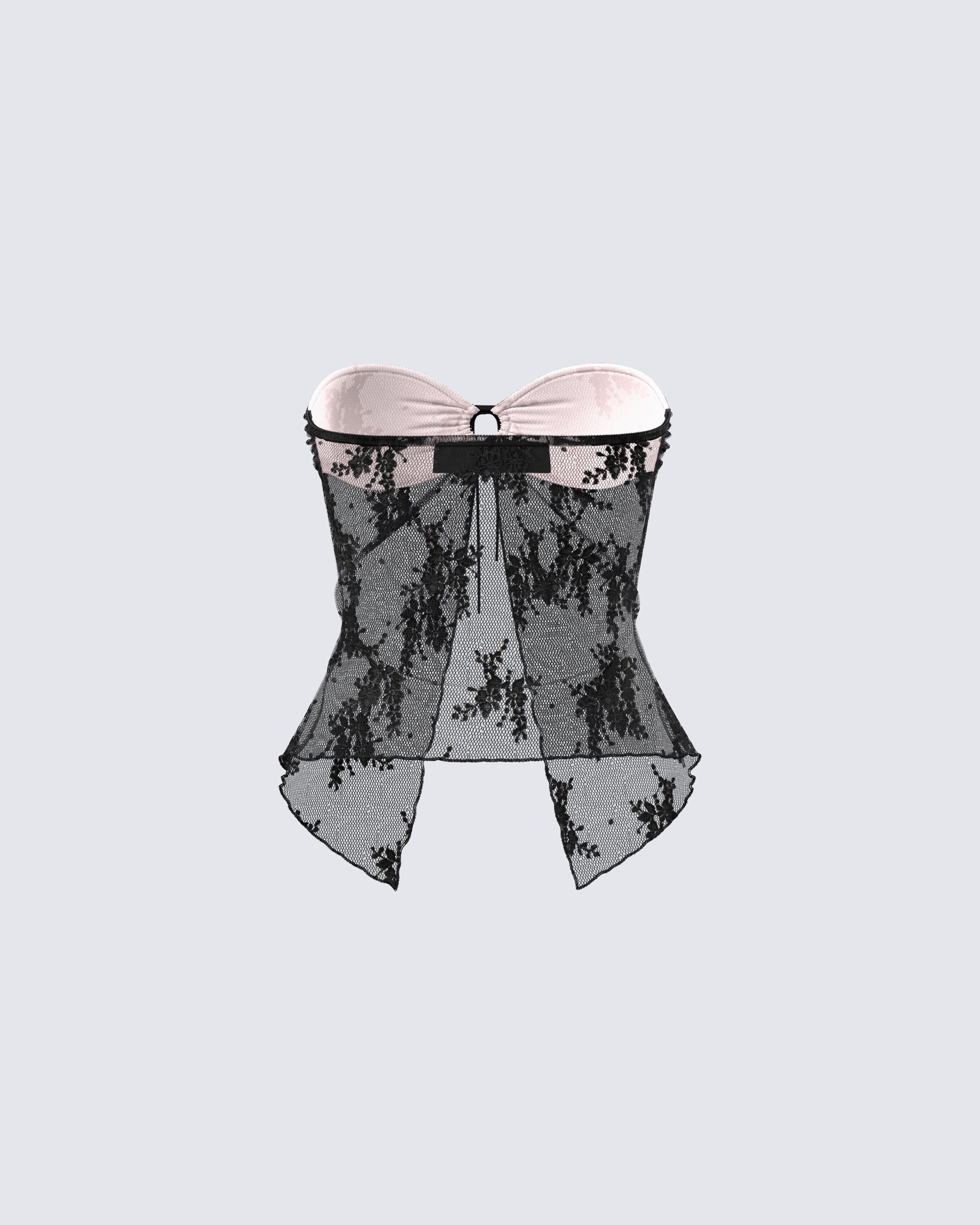 Summer Black Lace Strapless Top - Image 3