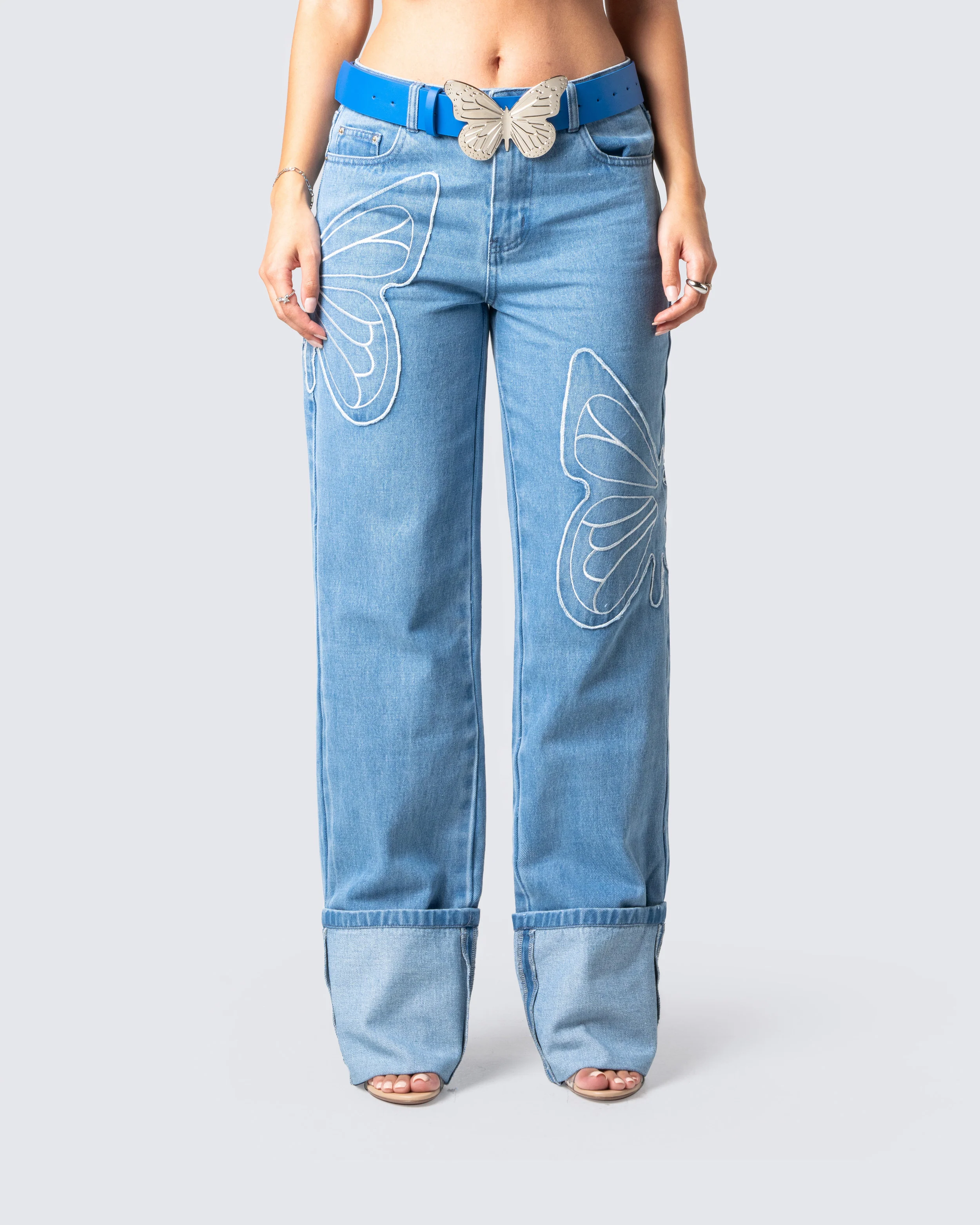 Suzie Blue Butterfly Denim Pant - Image 4