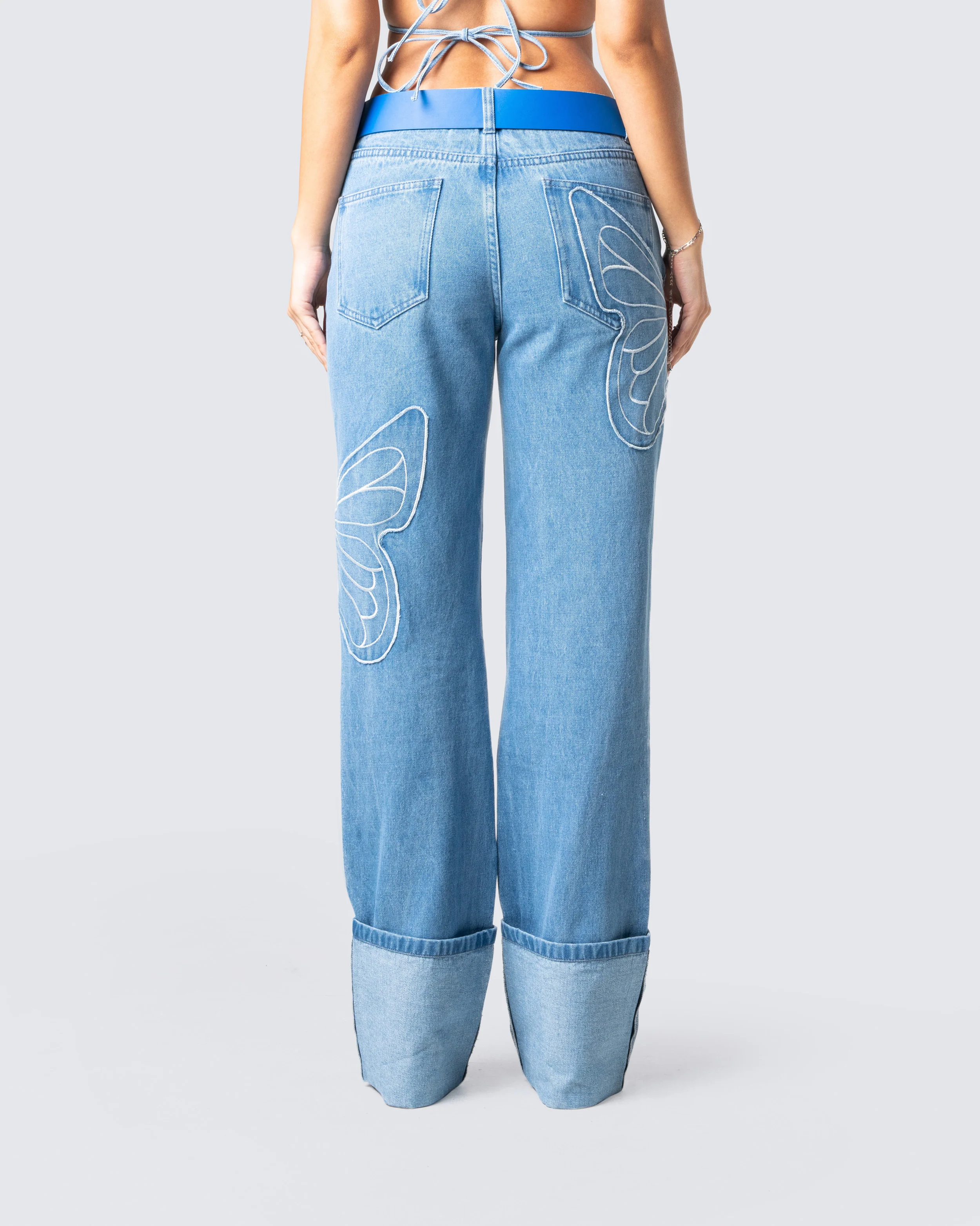 Suzie Blue Butterfly Denim Pant - Image 6
