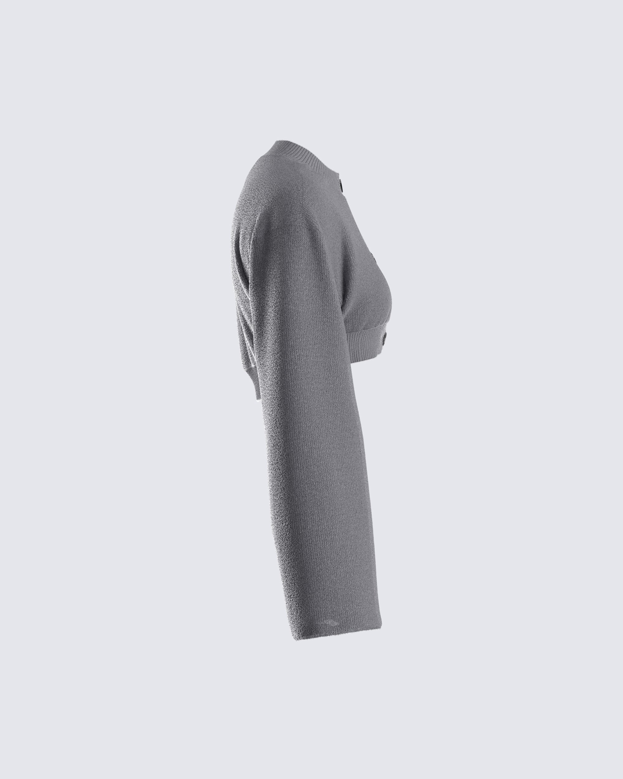 Svetlana Grey Sweater Cardigan - Image 2